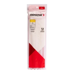 Arrow 12-pack glue sticks shown in slim red and white retail packaging.