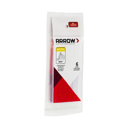  Arrow clear glue sticks displayed in slim red and white retail packaging with product branding and compatibility information.