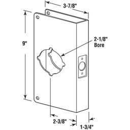 1-3/4 in. x 9 in. Thick Solid Brass Lock and Door Reinforcer, 2-1/8 in. Single Bore, 2-3/8 in. Backset