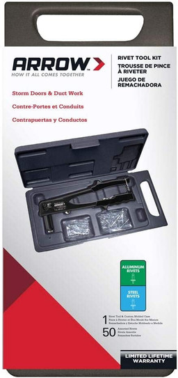 Arrow RL100K Rivet Tool Kit, Manual Riveter Set, Includes Storage Case and 50 Rivets