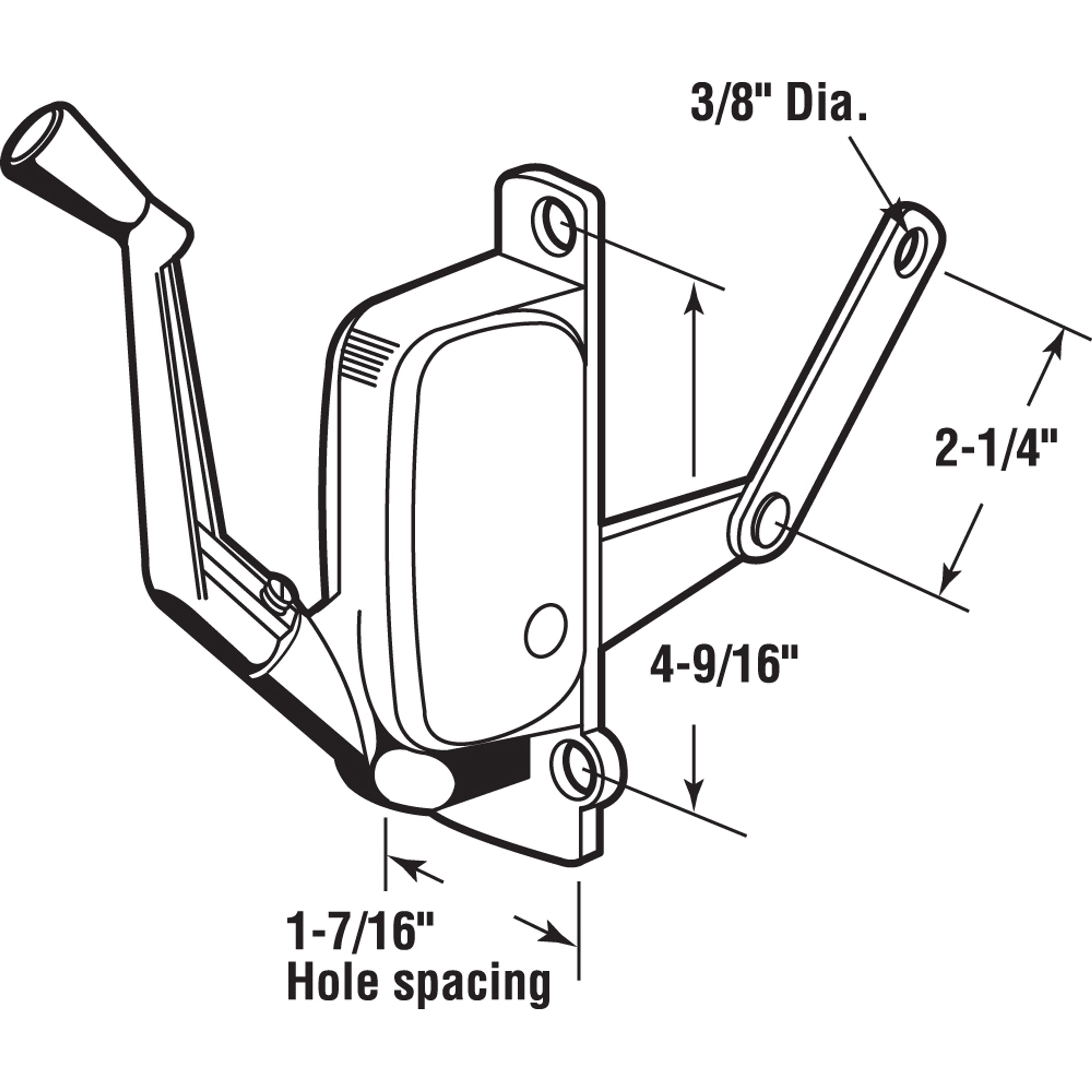 9 in. Diecast Aluminum, Surface Mount Right Hand Casement Operator (Single Pack)