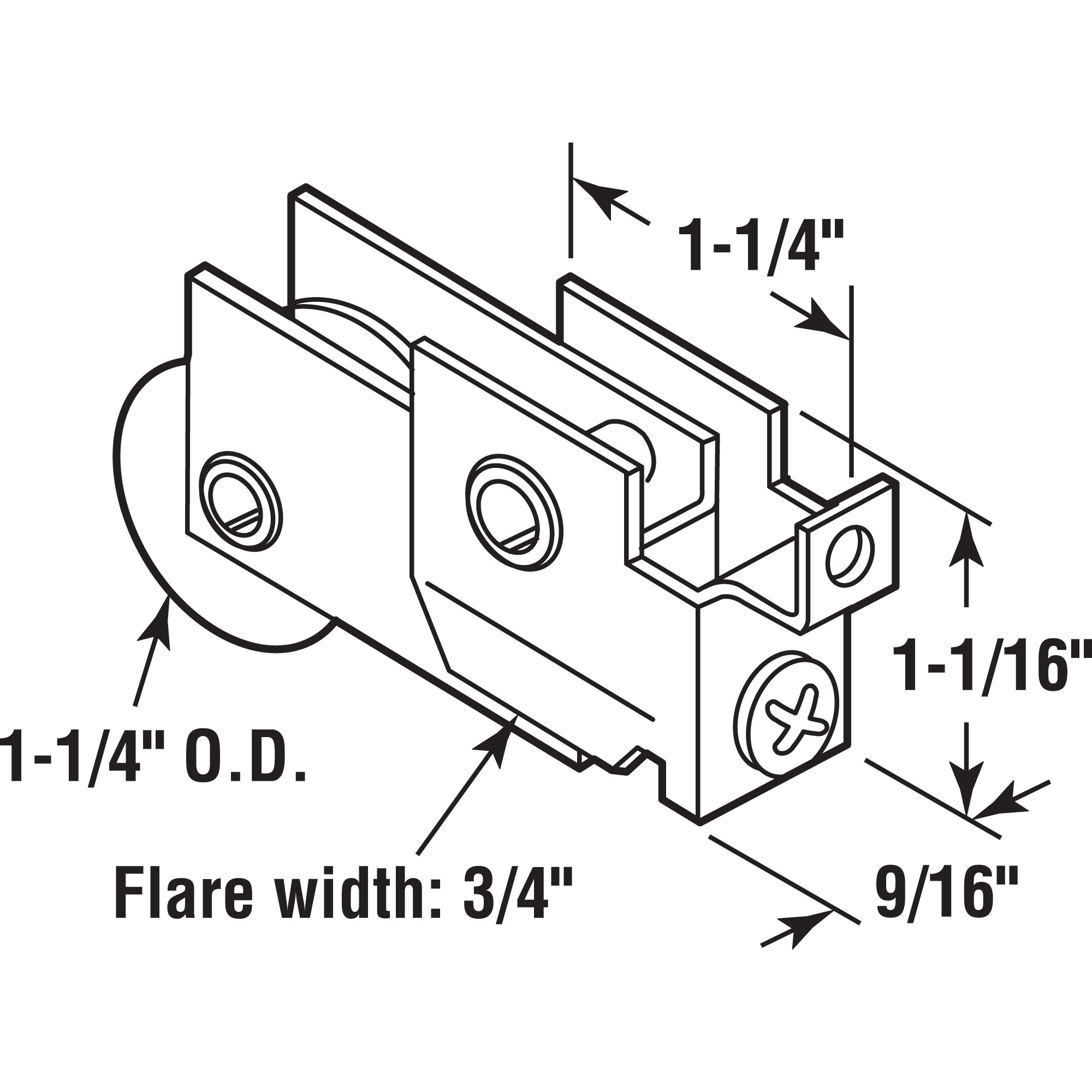 1-1/4 in. Nylon Ball Bearing Sliding Door Roller Assembly (Single Pack)