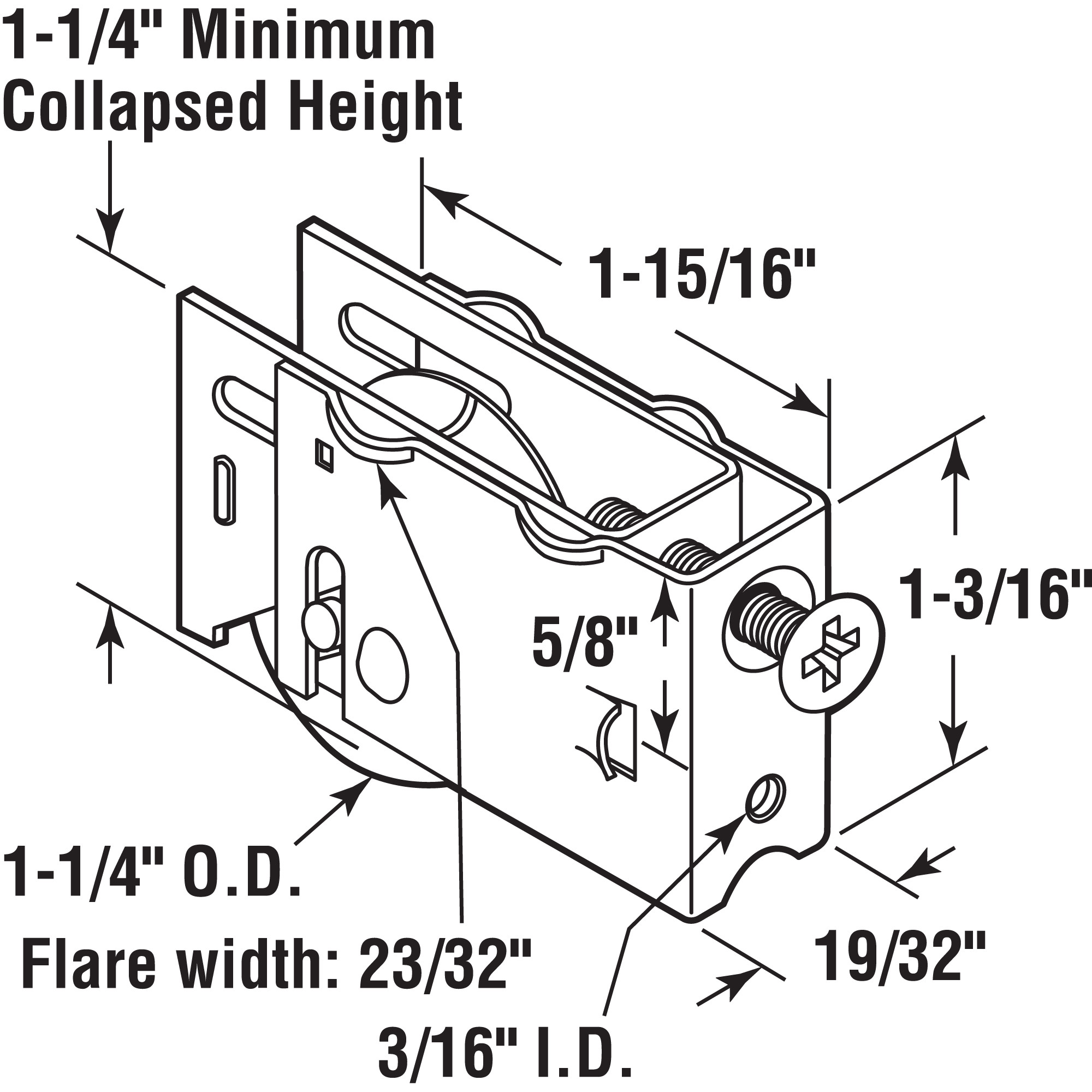 1-1/4 in. Steel Ball Bearing Sliding Door Roller Assembly (Single Pack)