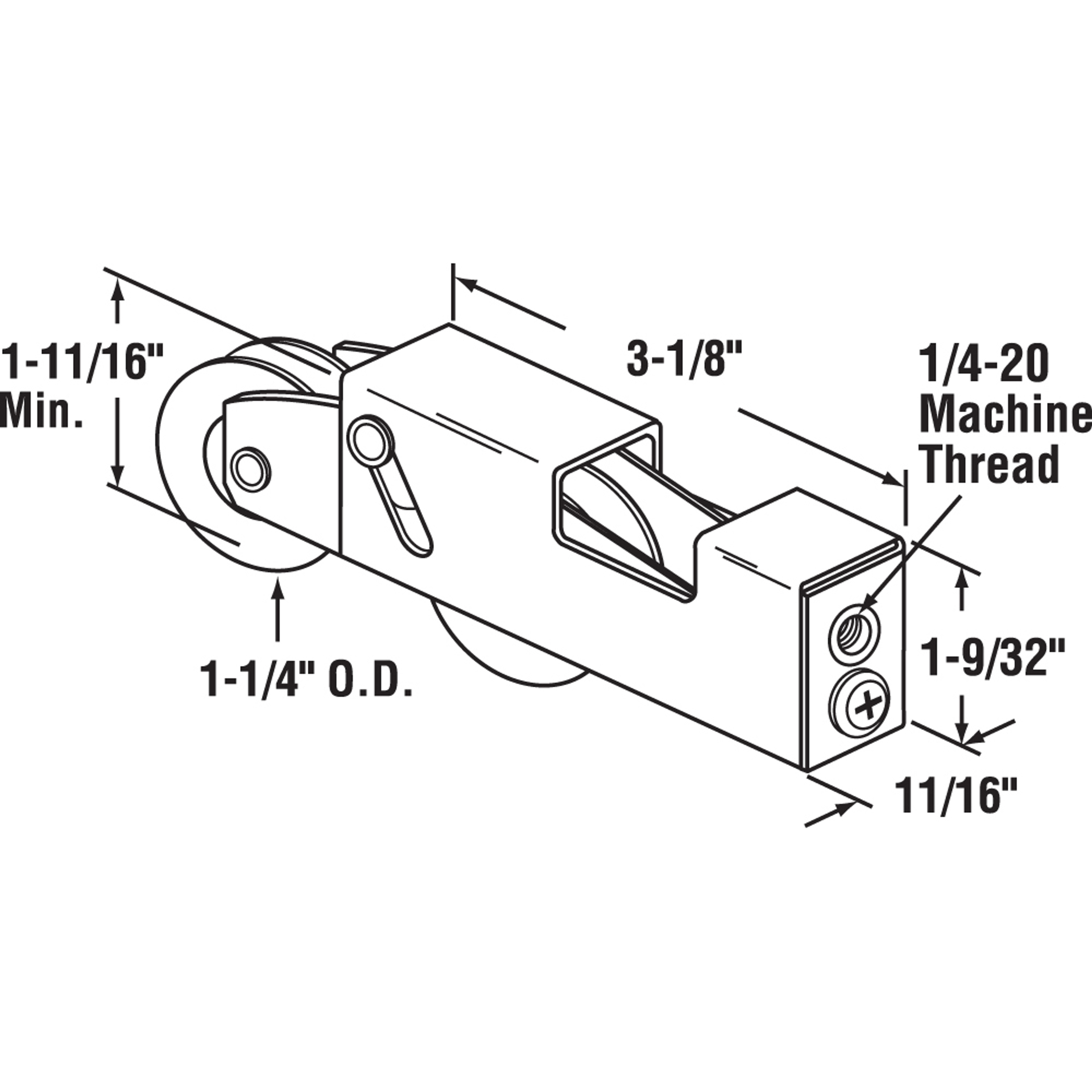 1-1/4 in. Nylon Ball Bearing Sliding Door Tandem Roller Assembly (Single Pack)