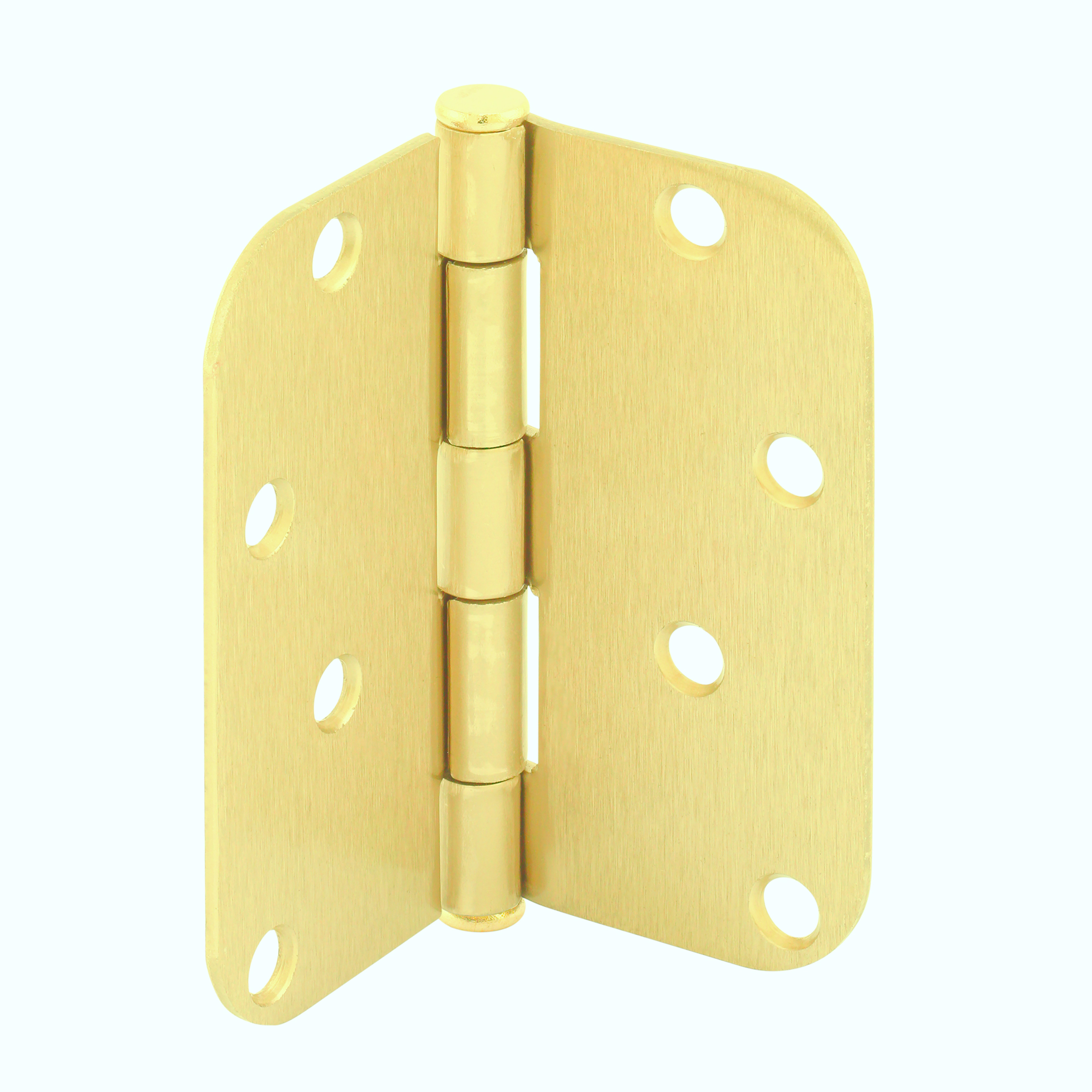 Door Hinge Residential Smooth Pivot, 4 in. x 4 in. with 5/8 in. Radius Corners, 4 Holes per Leaf with Screws, Satin Brass Finish, .087 in. Gauge (3 Pack)