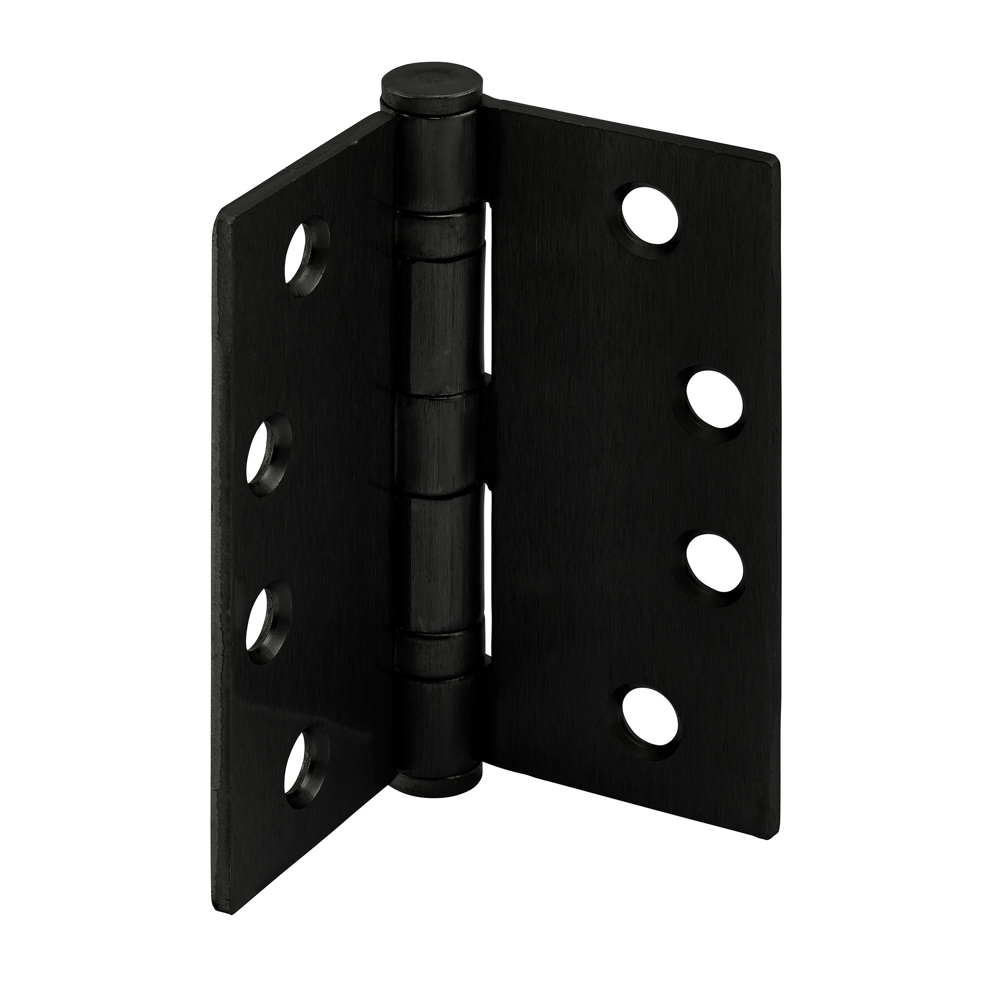 Door Hinge Commercial Smooth Pivot 2 Ball Bearing, 4 in. x 4 in. with Square Corners, 4 Holes per Leaf with Screws, Matte Black Finish, .130 in. Gauge (3 Pack)