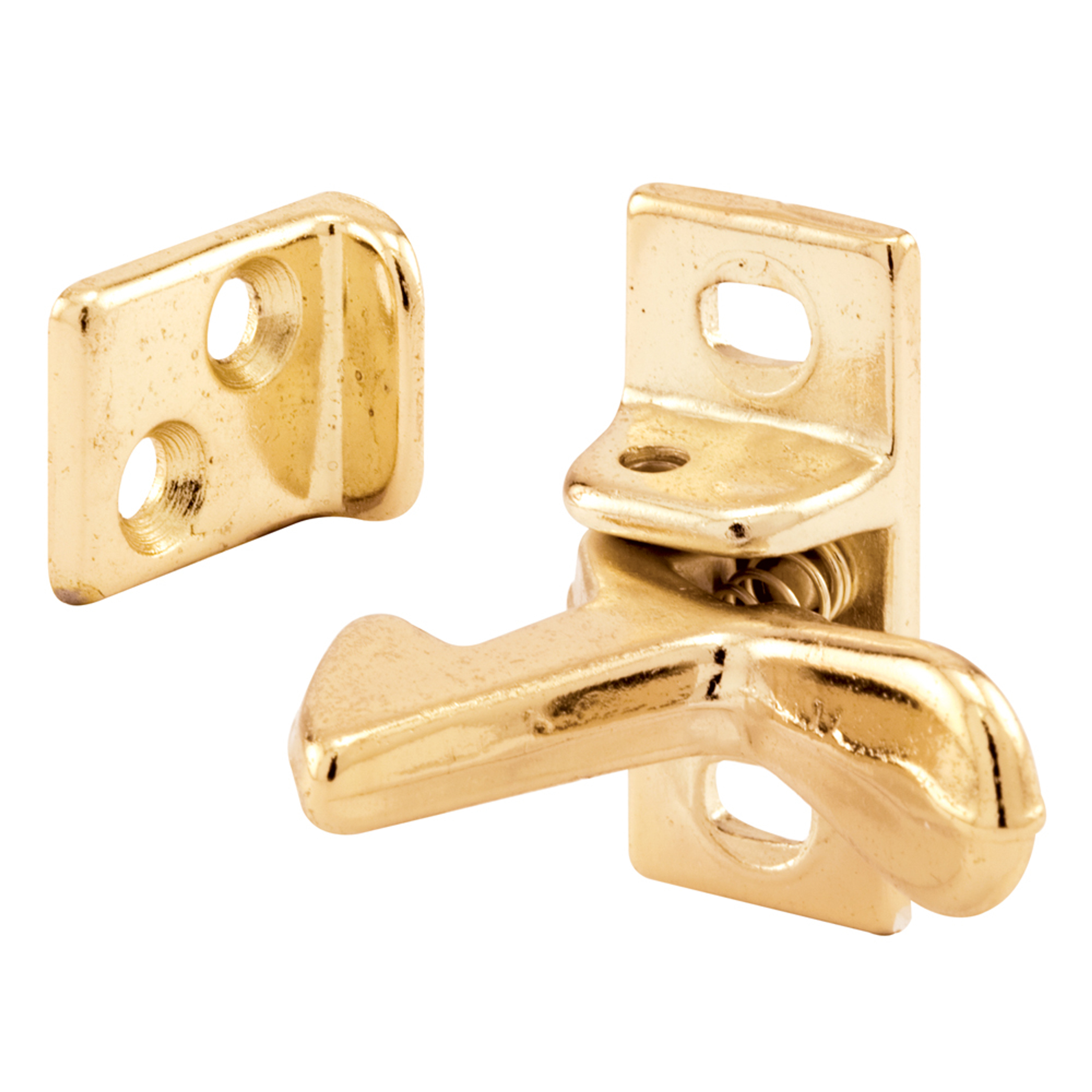 Cabinet Door Elbow Catch, Cast Aluminum, Brass Plated (Single Pack)