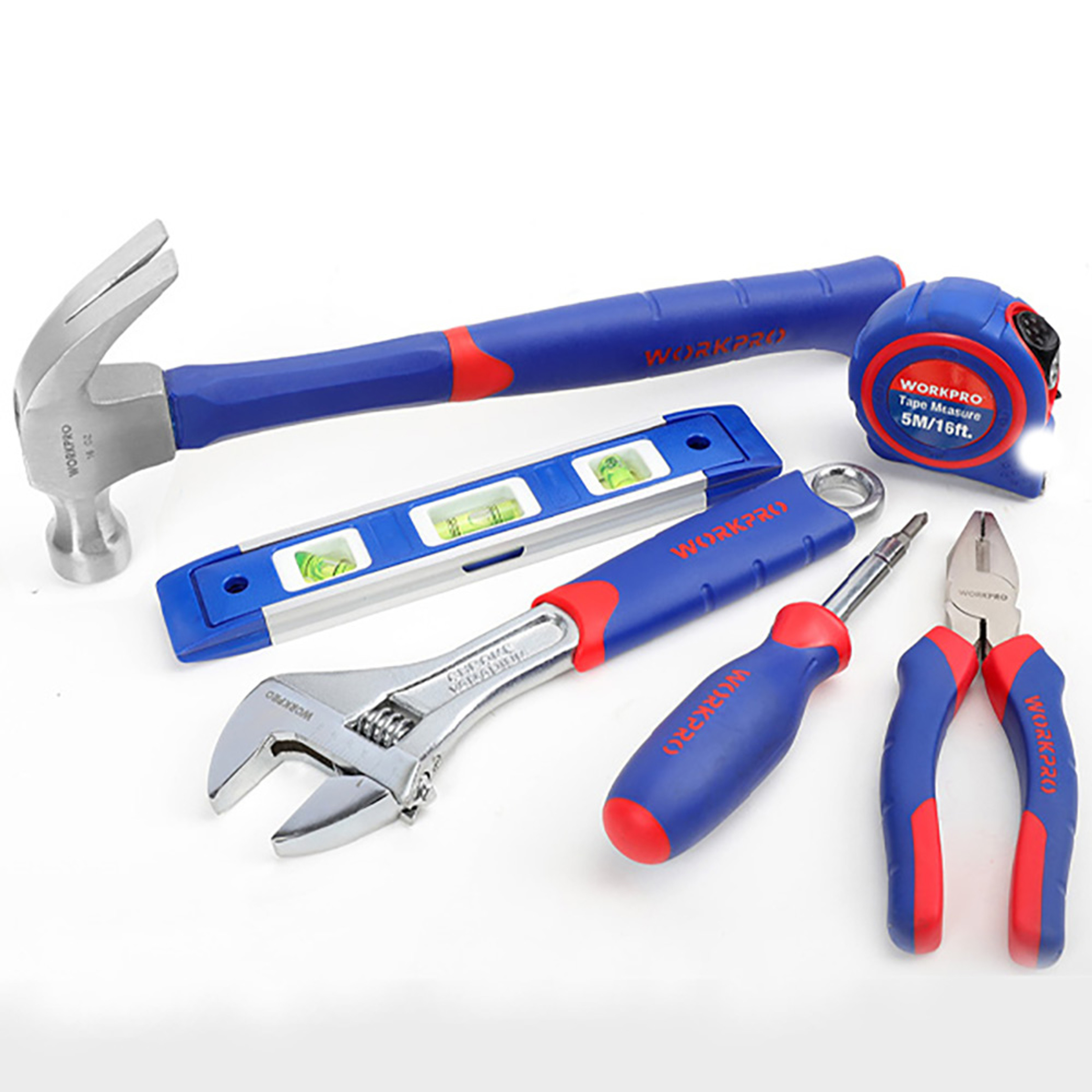 WORKPRO  6-Piece Tool Set, Hammer, Level, Wrench, Multi-Driver, Pliers and Tape Measure (Single Pack)