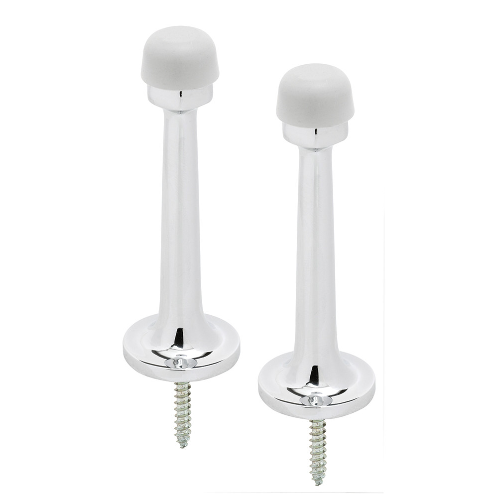 Rigid Door Stop, 3-5/16 in. Solid Brass, Polished Chrome (2 Pack)