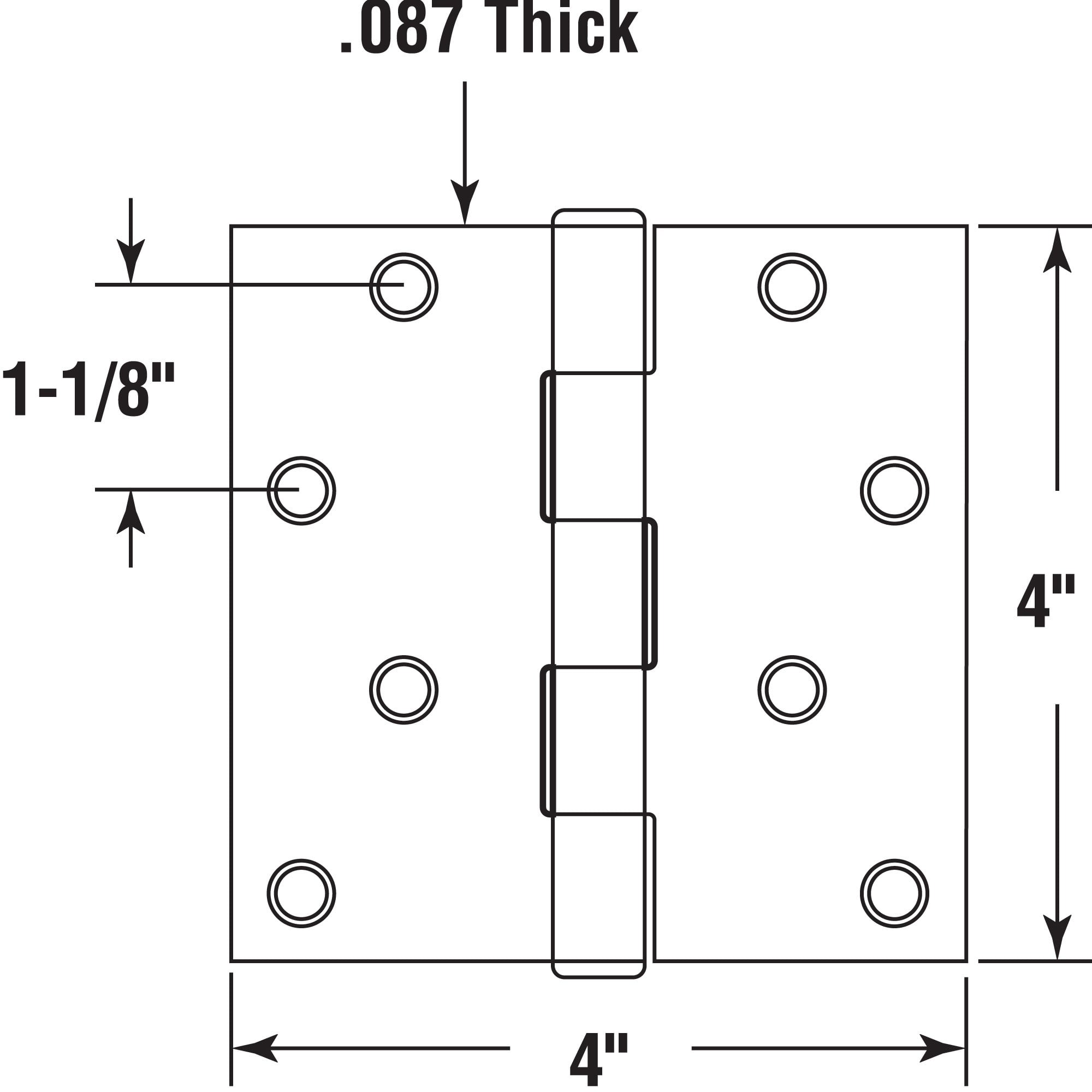 Door Hinge Residential Smooth Pivot, 4 in. x 4 in. with Square Corners, 4 Holes per Leaf with Screws, Oil Rubbed Bronze Finish, .087 in. Gauge (3 Pack)