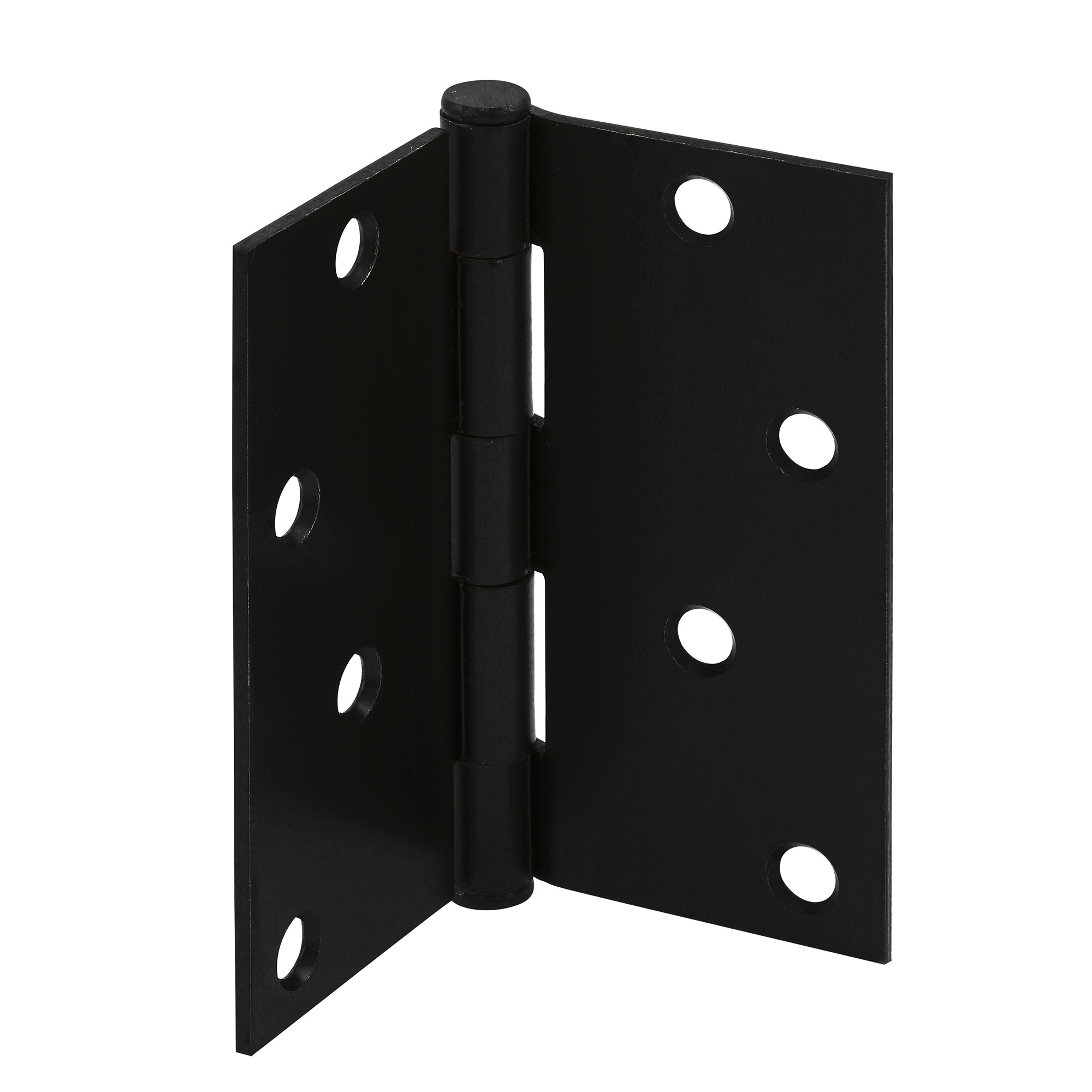 Door Hinge Residential Smooth Pivot, 4 in. x 4 in. with Square Corners, 4 Holes per Leaf with Screws, Matte Black Finish, .087 in. Gauge (3 Pack)