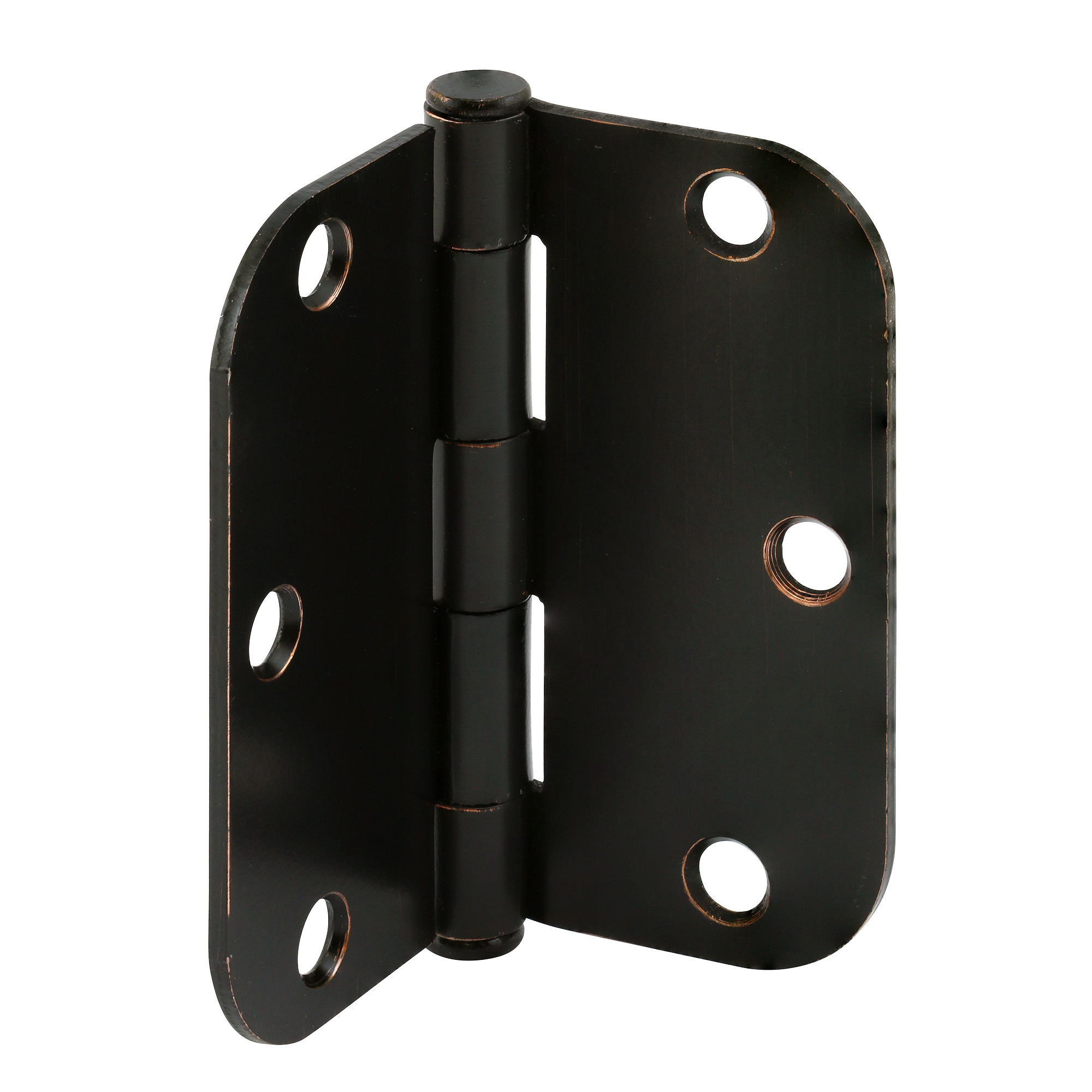 Door Hinge Residential Smooth Pivot, 3-1/2 in. x 3-1/2 in. with 5/8 in. Radius Corners, 3 Holes per Leaf with Screws, Oil Rubbed Bronze Finish, .087 in. Gauge (12 Pack)