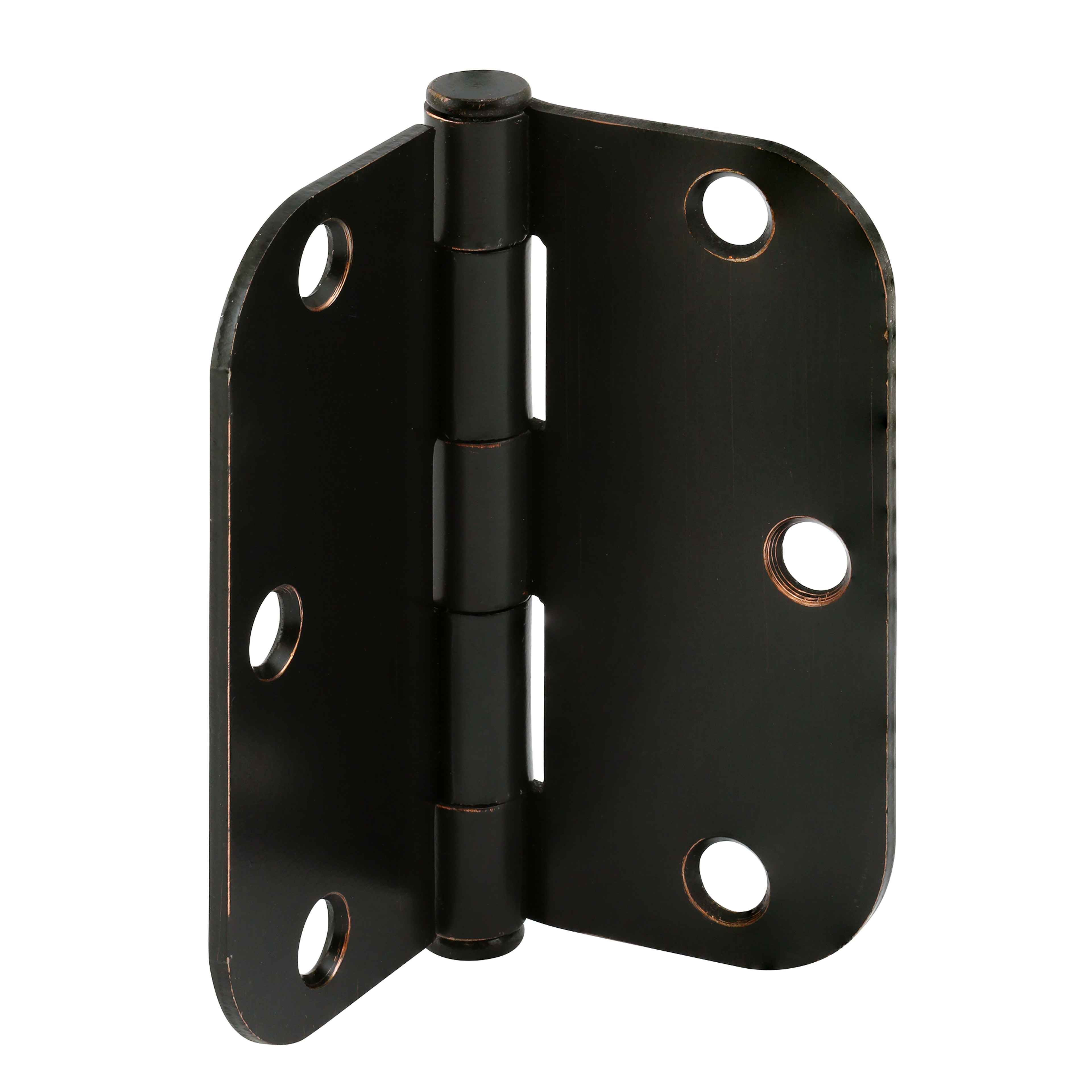 Door Hinge Residential Smooth Pivot, 3-1/2 in. x 3-1/2 in. with 5/8 in. Radius Corners, 3 Holes per Leaf with Screws, Oil Rubbed Bronze Finish, .087 in. Gauge (3 Pack)