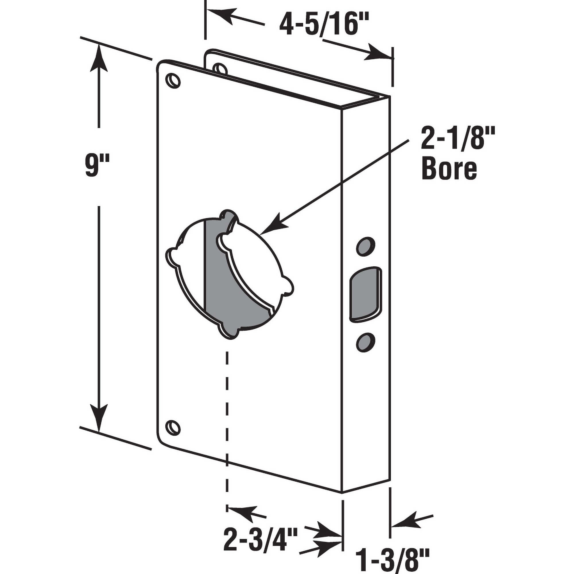 Door Reinforcer 1-3/8 in. x 2-3/4 in. x 2-1/8 in. Non-Recessed