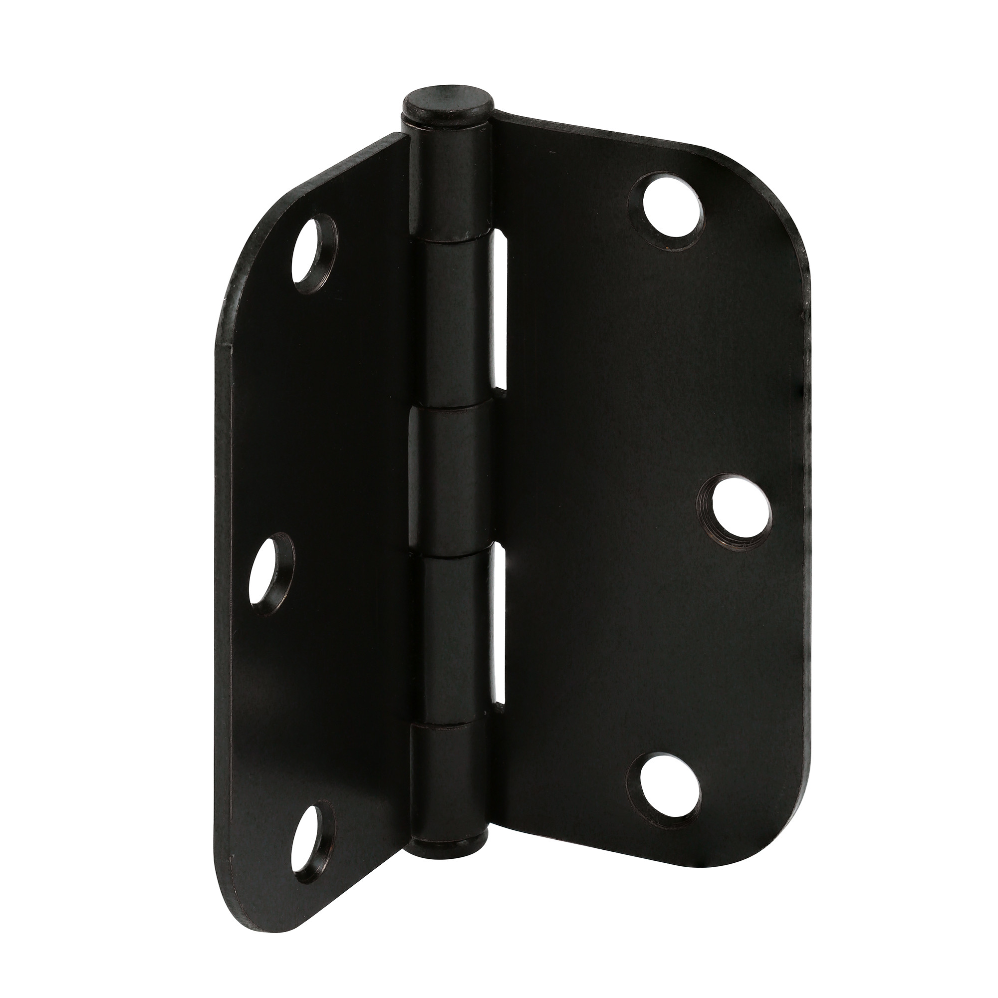Door Hinge Residential Smooth Pivot, 3-1/2 in. x 3-1/2 in. with 5/8 in. Radius Corners, 3 Holes per Leaf with Screws, Matte Black Finish, .087 in. Gauge (12 Pack)