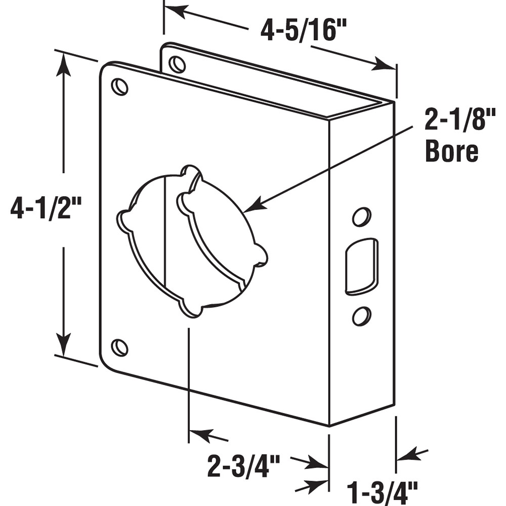 Lock & Door Reinforcer, For 1-3/4" Doors, Solid Brass