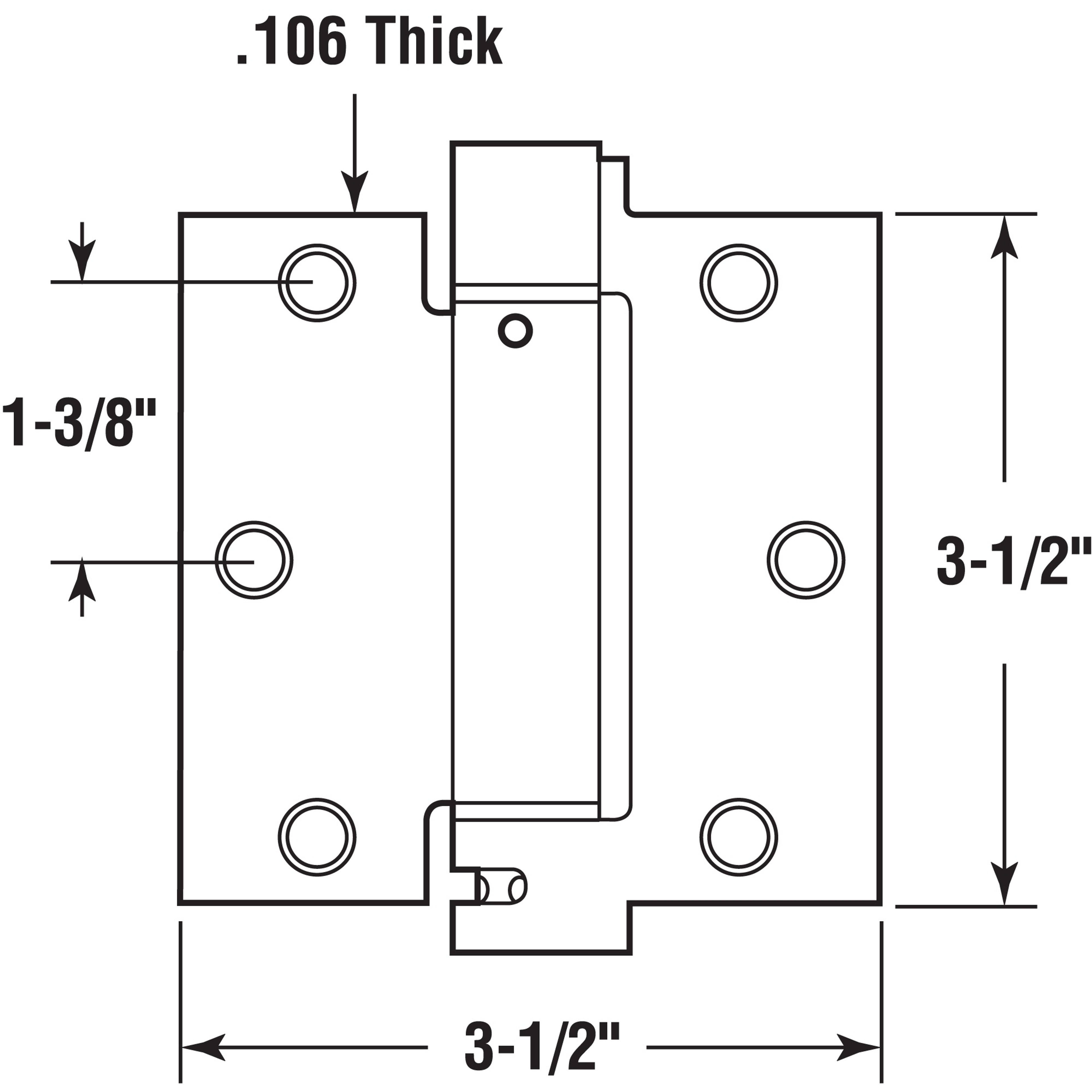 Door Hinge Commercial UL Adjustable Self-Closing Spring Hinge, 3-1/2 in. x 3-1/2 in. with Square Corners, 3 Holes per Leaf with Screws, Matte Black Finish, .106 in. Gauge (3 Pack)