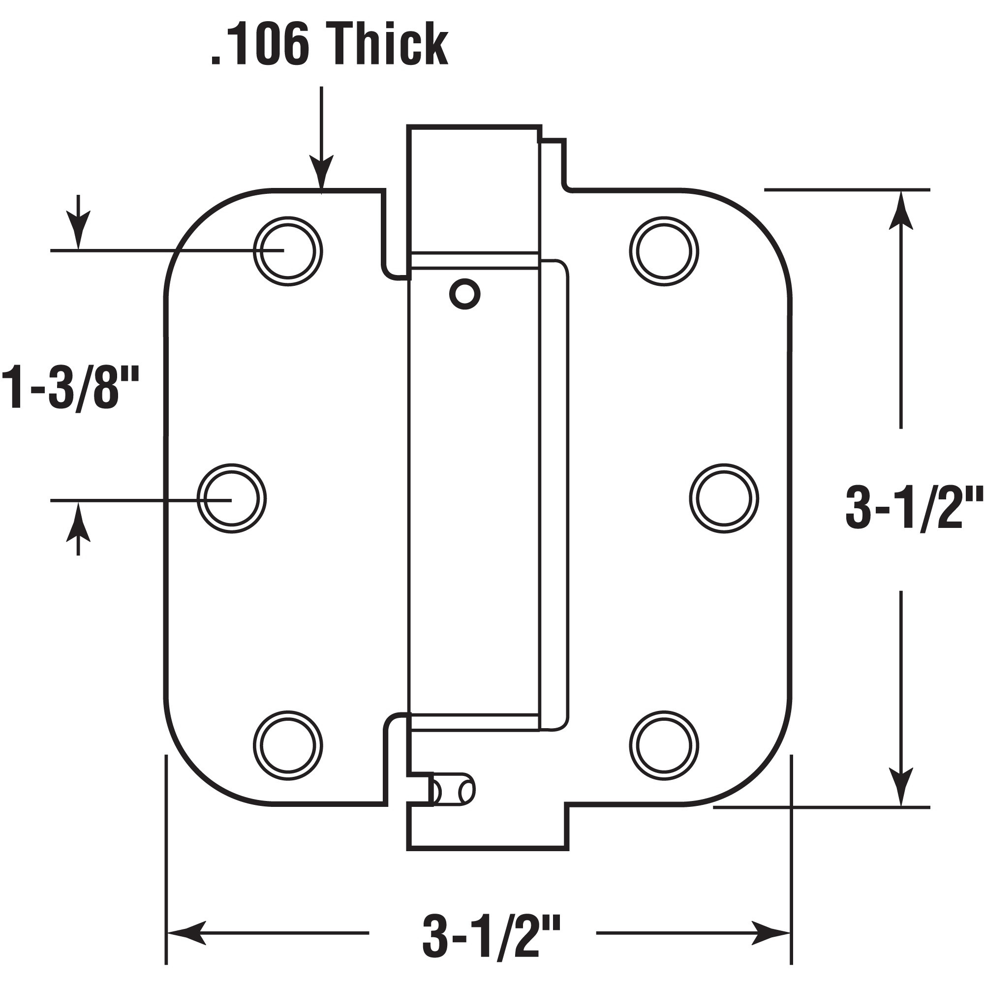 Door Hinge Commercial UL Adjustable Self-Closing Spring Hinge, 3-1/2 in. x 3-1/2 in. with 5/8 in. Radius Corners, 3 Holes per Leaf with Screws, Matte Black Finish, .106 in. Gauge (3 Pack)