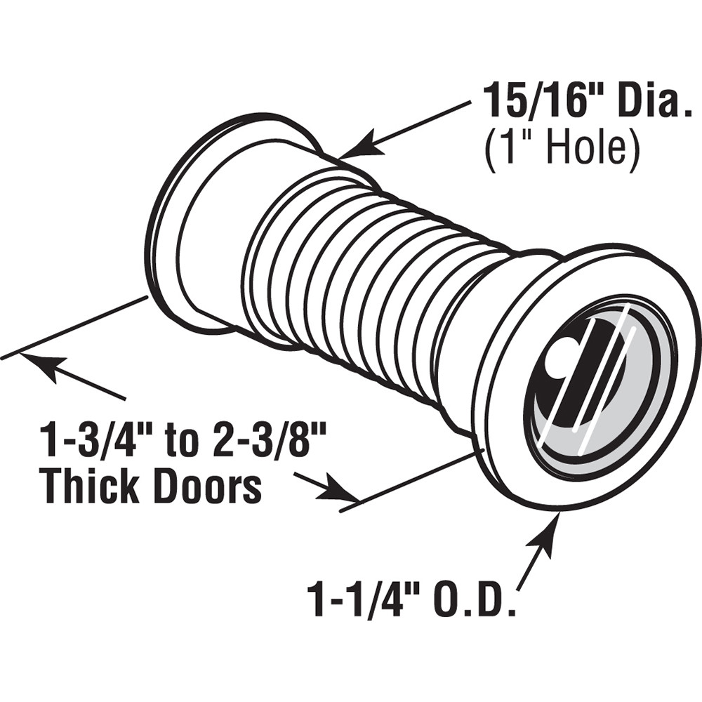 Door Viewer, 15/16 in. x 130 Degree, Diecast Housing, Glass Lens