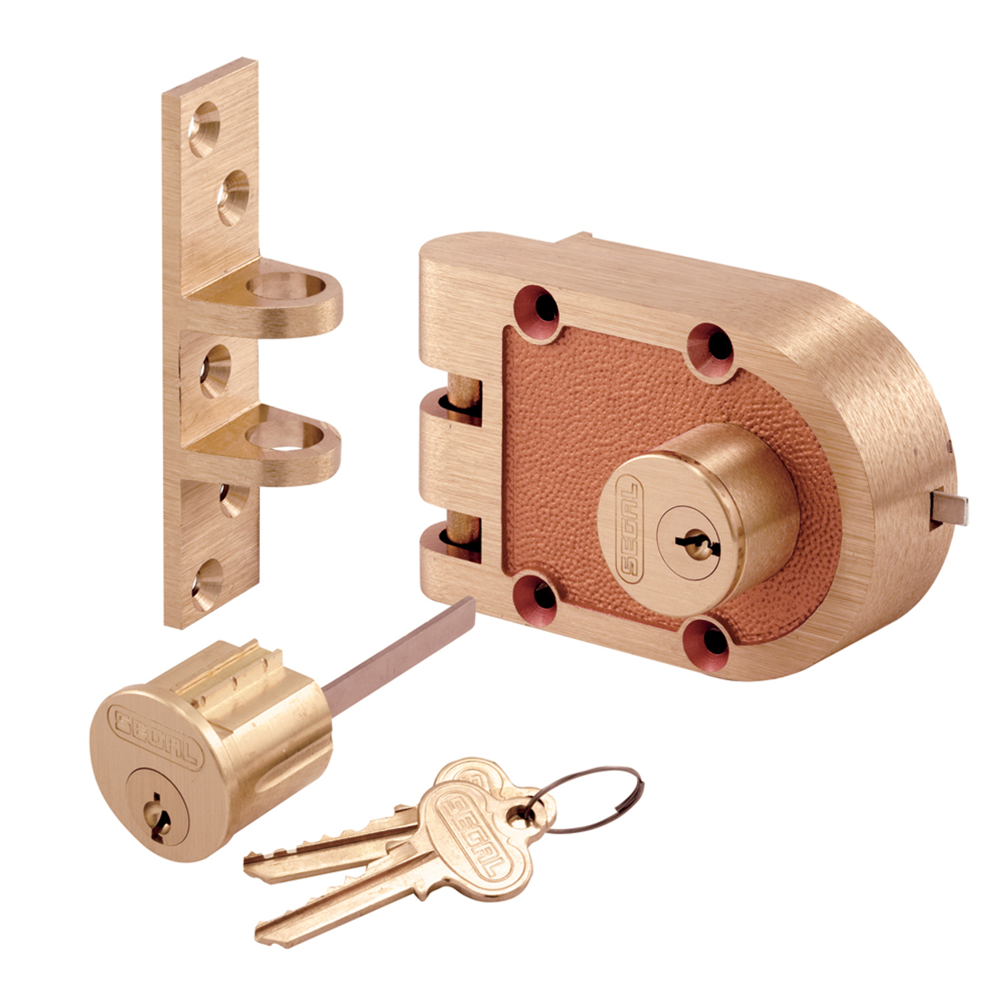 Bronze Deadlock, 687A, Double Cylinder, Flat Strike, Brass