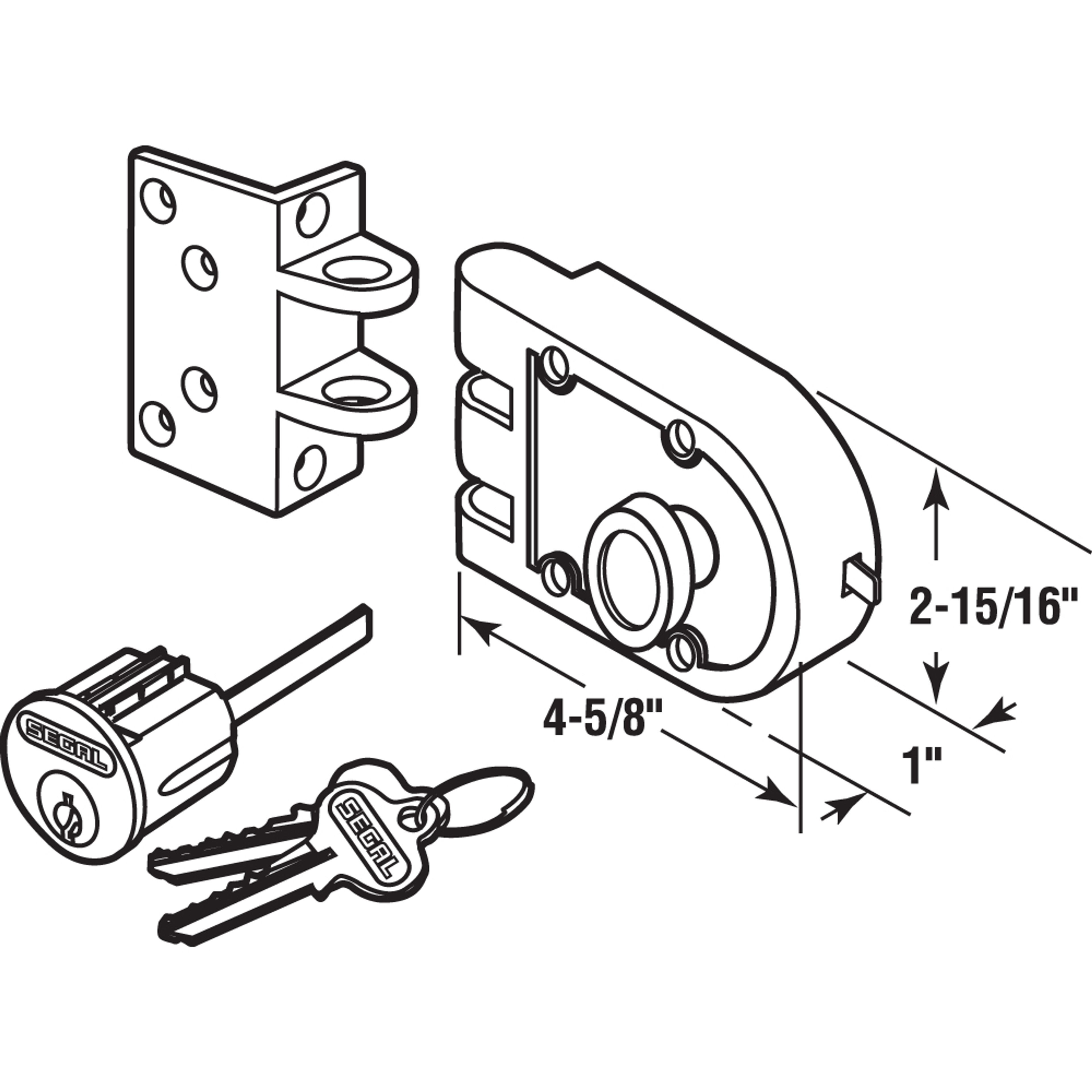 Bronze Deadlock, 666A, Single Cylinder, Angle Strike, Brass