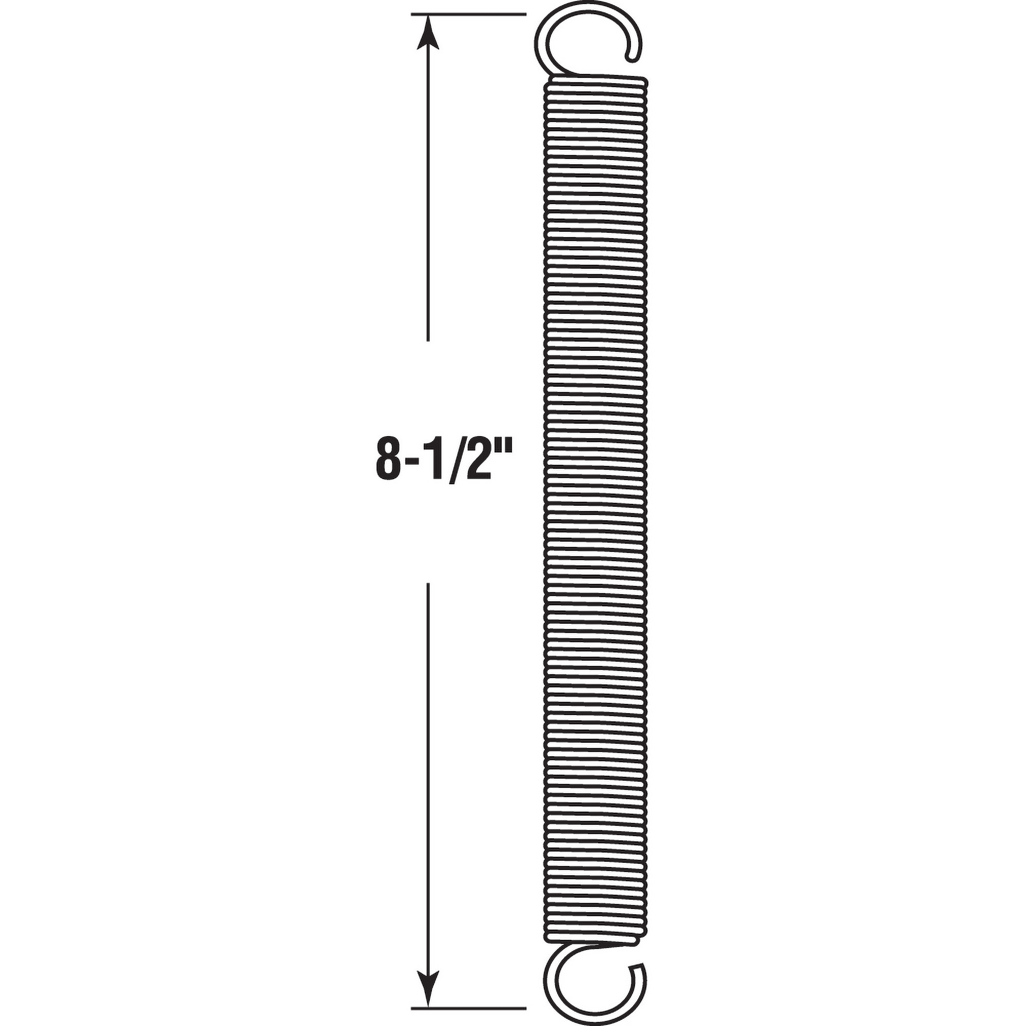 Extension Spring, 7/8 inch x 8-1/2 inches x .62 Wire Diameter, Spring Steel, Single Loop, Open, Pack of 1