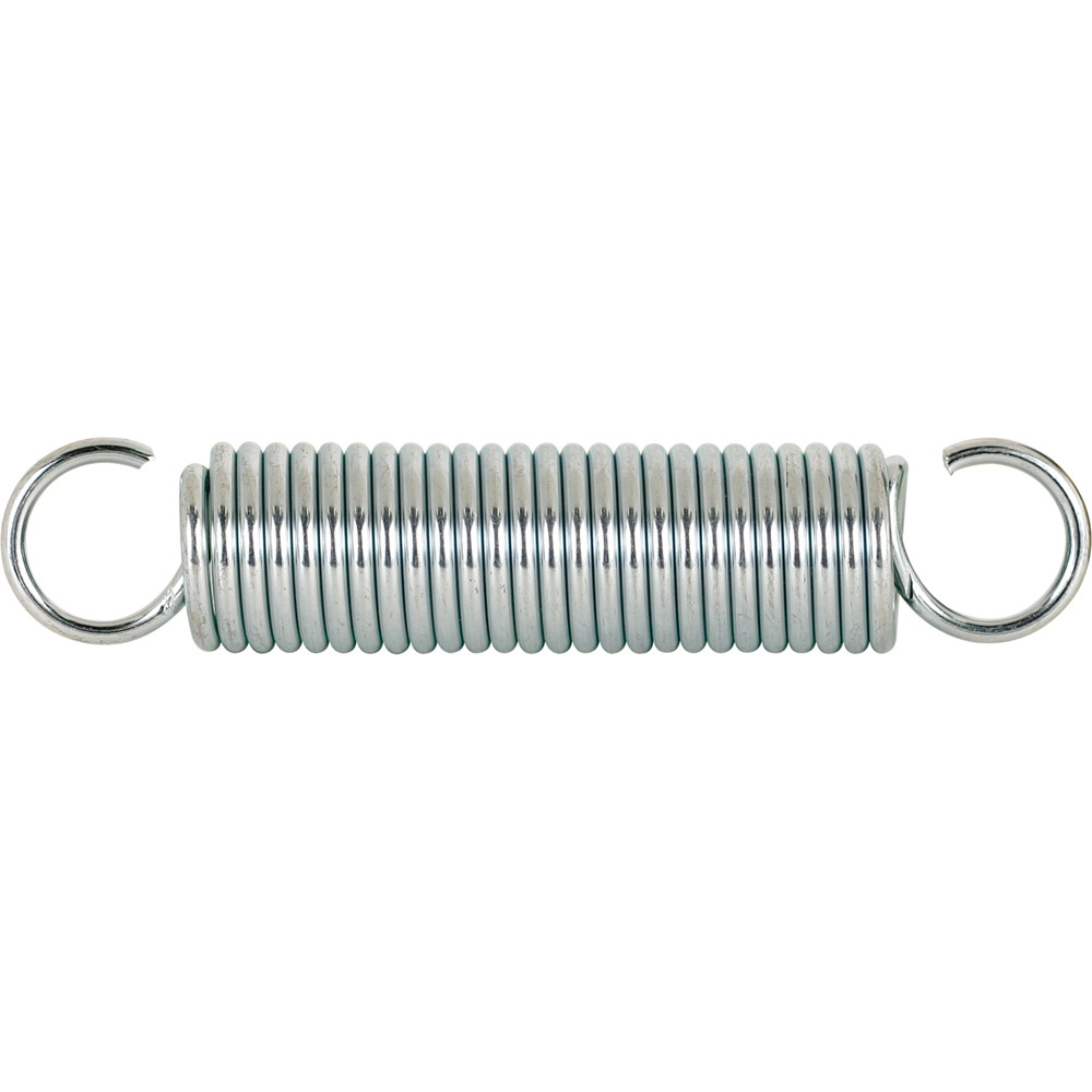 Extension Spring, Spring Steel Construction, Nickel-Plated Finish