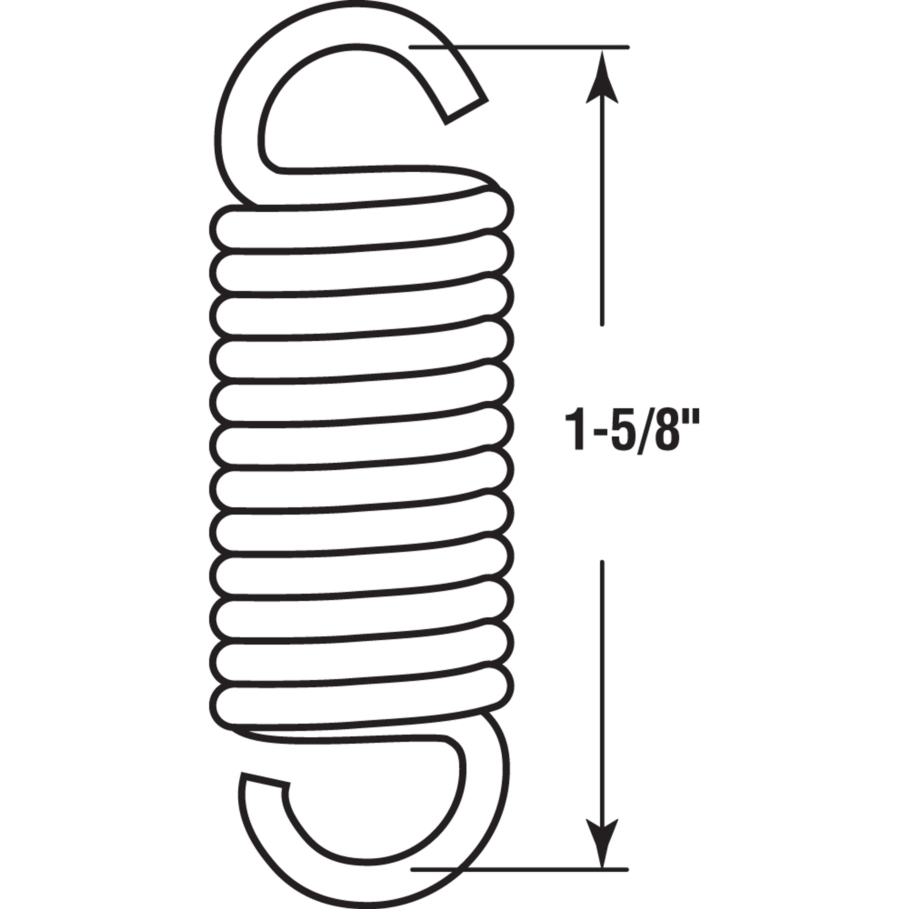 Extension Spring, 1/2 inch x 1-5/8 inches x .8 Wire Diameter, Spring Steel, Single Loop, Open, Pack of 2