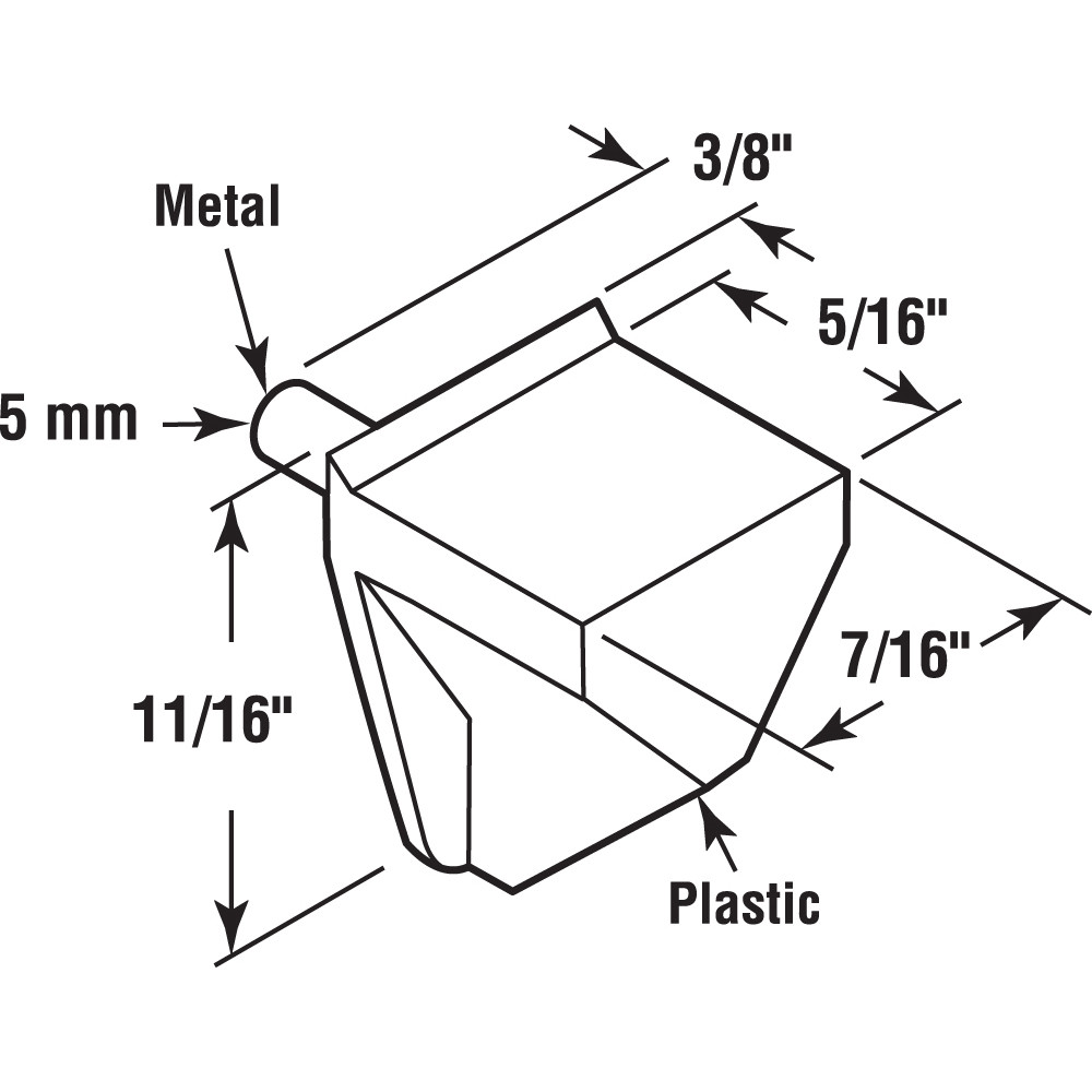 Shelf Support Peg, White Plastic, with a 5 mm Diameter Steel Peg, Pack of 8