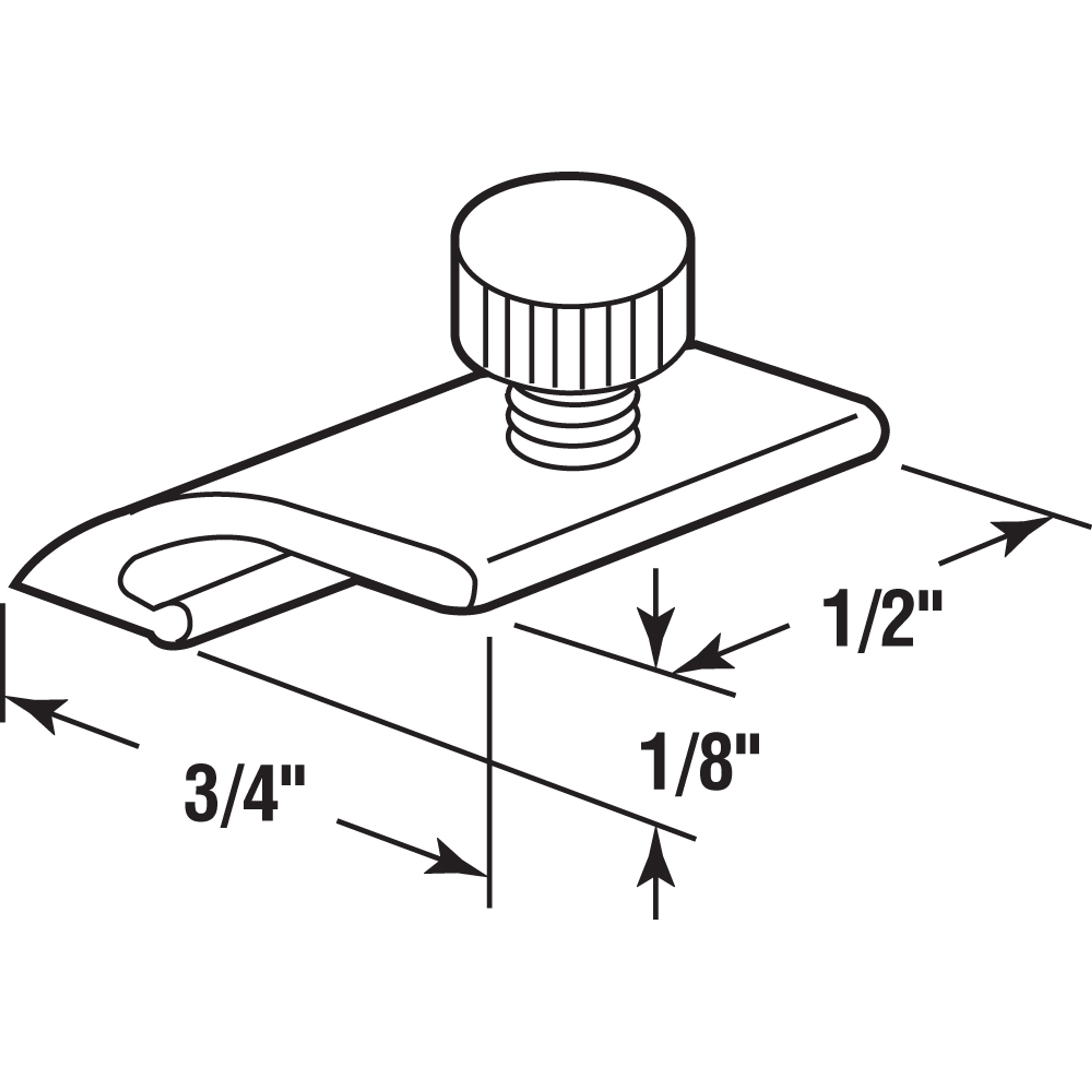 Storm Door Panel Clips, 1/8 inch , Aluminum, Mill, 8 per card with screw