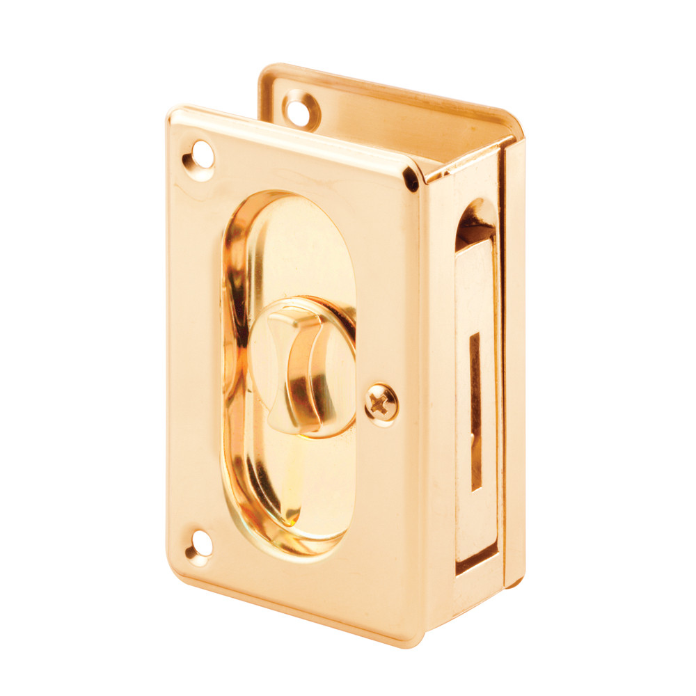Pocket Door Privacy Lock with Pull - Replace Old or Damaged Pocket Door Locks Quickly and Easily – Polished Brass, 3-3/4” (Single Pack)