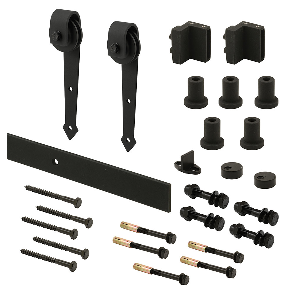 Heavy Duty Barn Door Track Kit, Smooth Rolling, Side Mount, Matte Black (1 Kit)