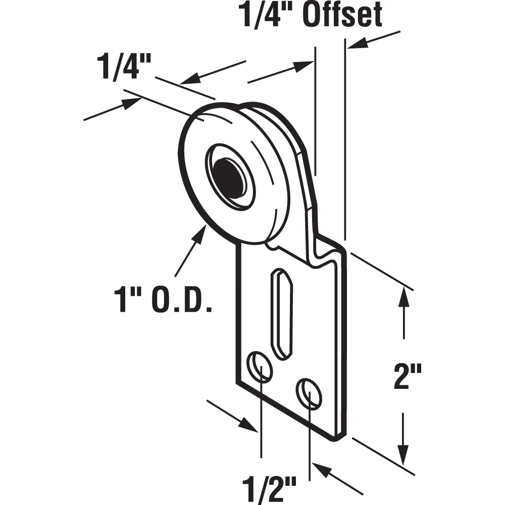 Wardrobe Door Front Roller Assembly, 1 in., Convex Nylon Roller (2 Pack)