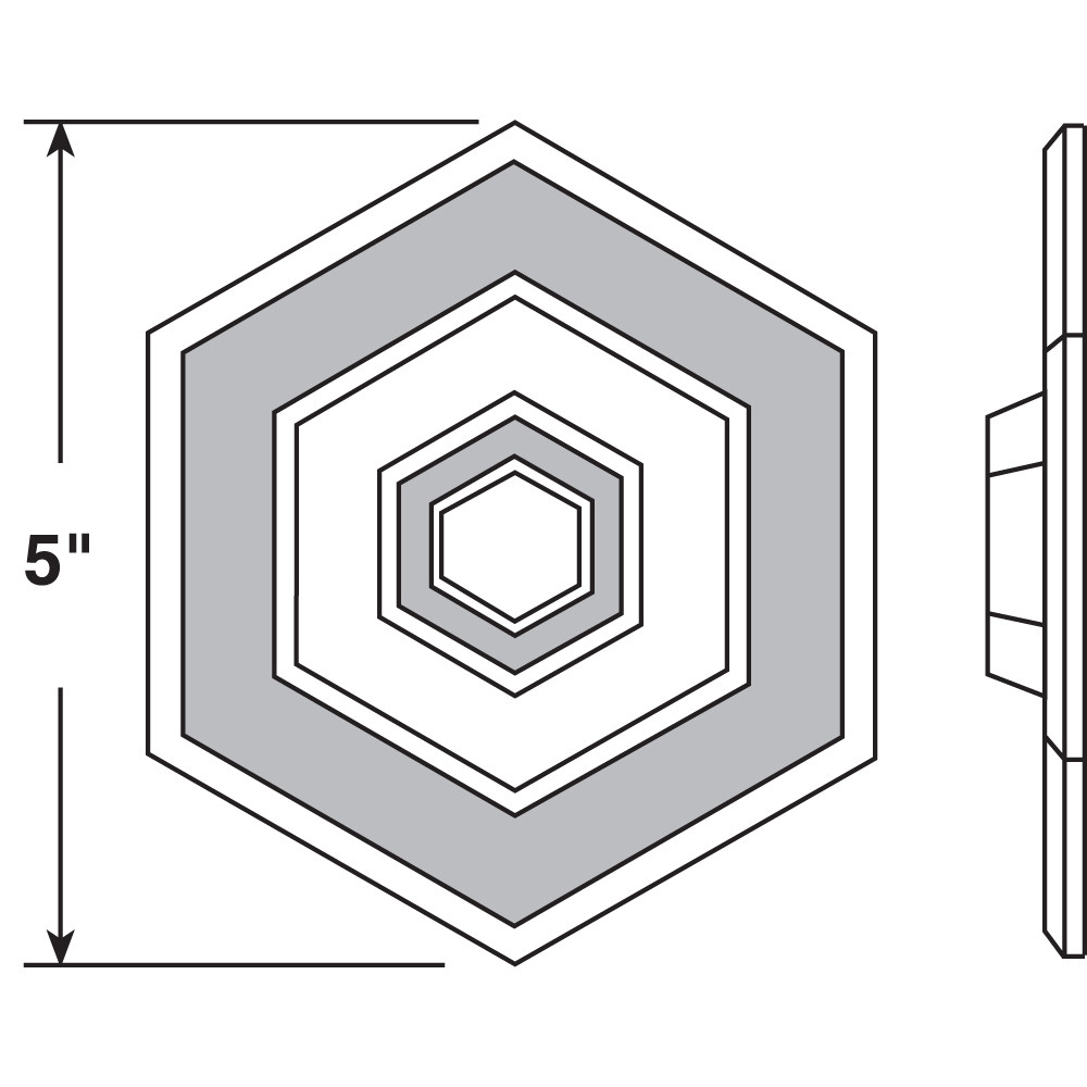 Wall Protector, 5 In., Hexagon Shape, Rigid Vinyl, Ivory, Self-Adhesive (5 Pack)