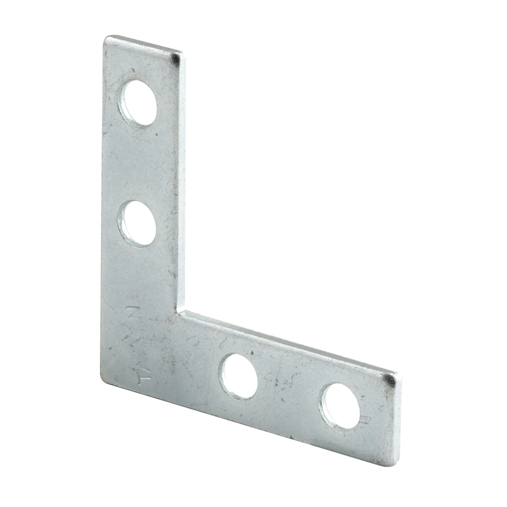 Flat Angle Corner, 1-1/2 in., Steel Construction, Zinc Plated, 4-Hole (10 Pack)