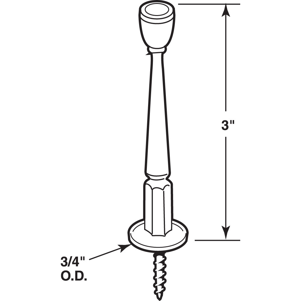 Rigid Door Stop, 3 in. Reach, Diecast Construction, Brass Plated, White (10 Pack)
