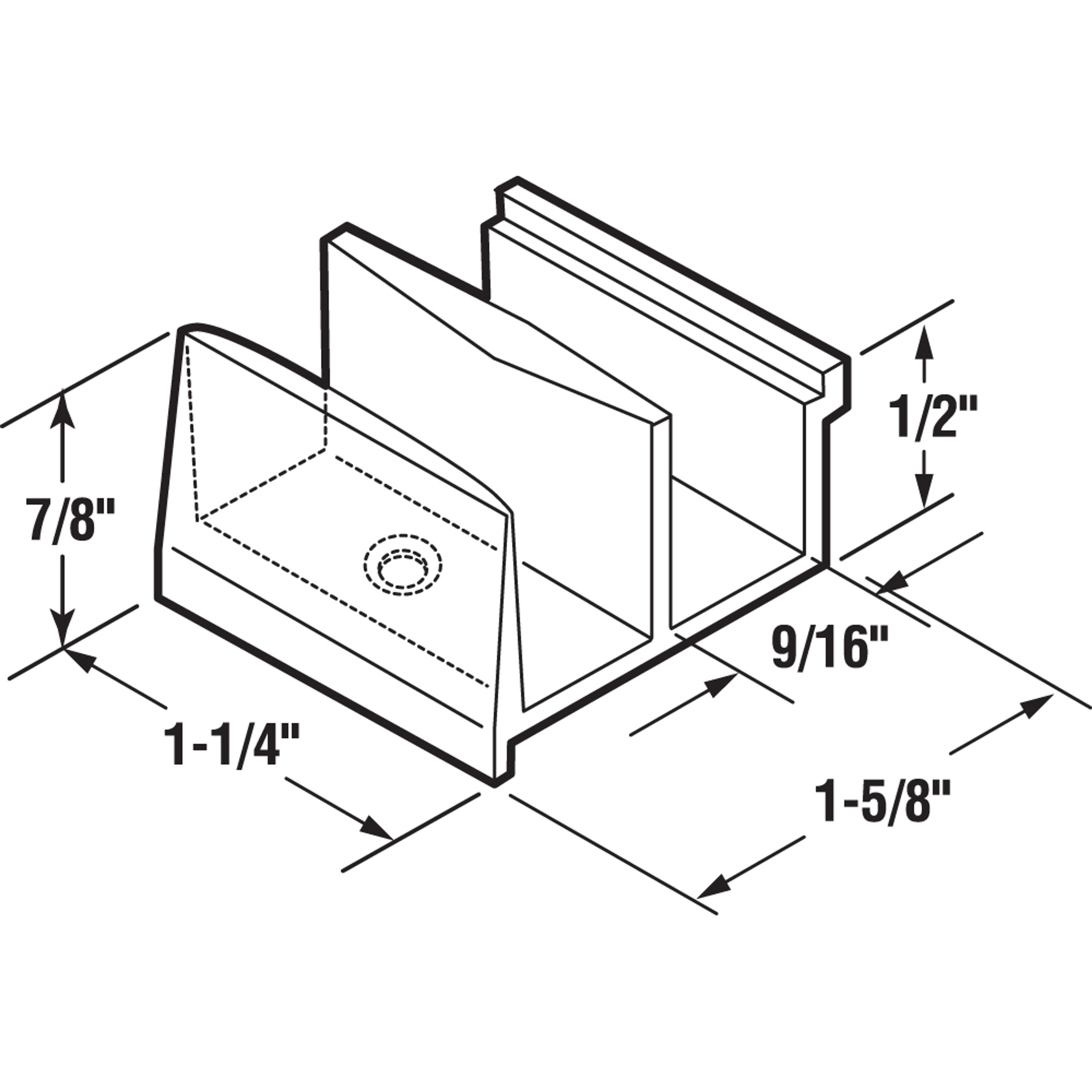 Shower Door Bottom Guide, Clear Acrylic (Single Pack)
