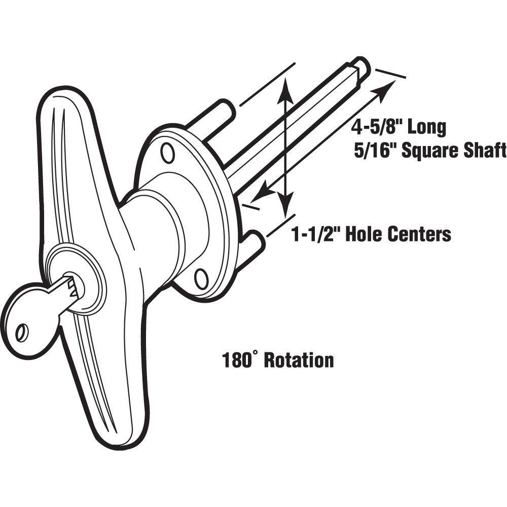 Keyed T-Handle, 5/16 in. x 4-5/8 in. Square Shaft, Diecast