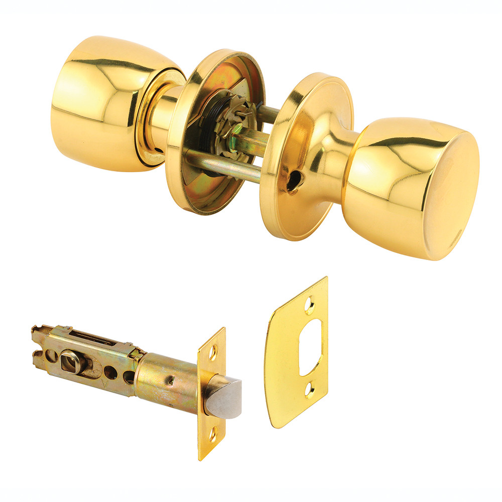 Passage Knob, Fits 2-3/8 in. and 2-3/4 in. Backset, Tulip, Brass (1 Set)