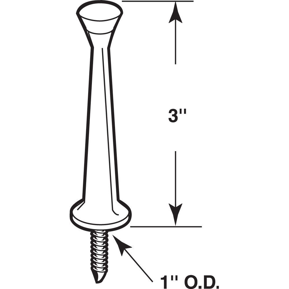 Rigid Door Stop, 3 in. Reach, Diecast Construction, Brass Plated (5 Pack)