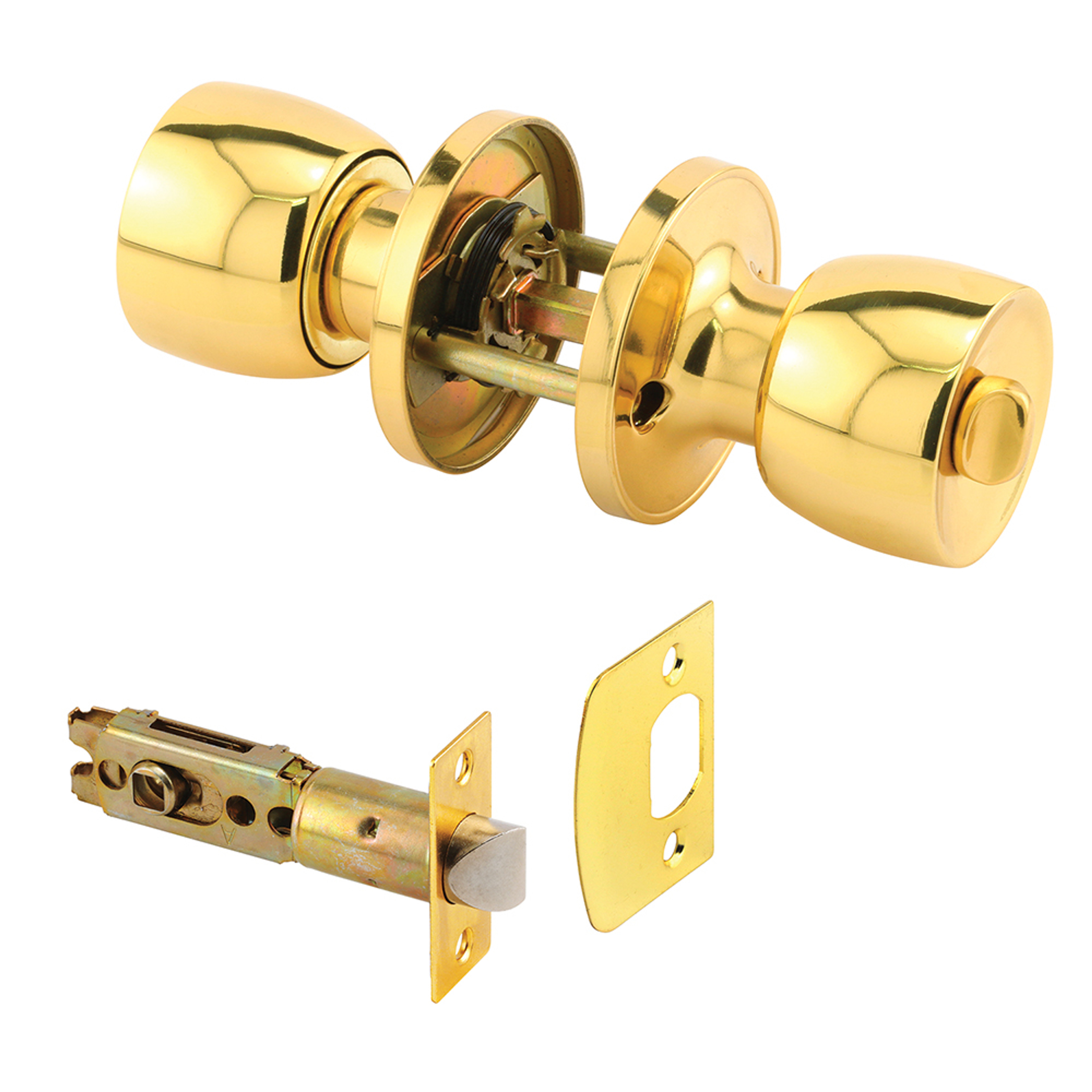 Privacy Knob, Fits 2-3/8 in. and 2-3/4 in. Backset, Tulip, Brass (1 Set)