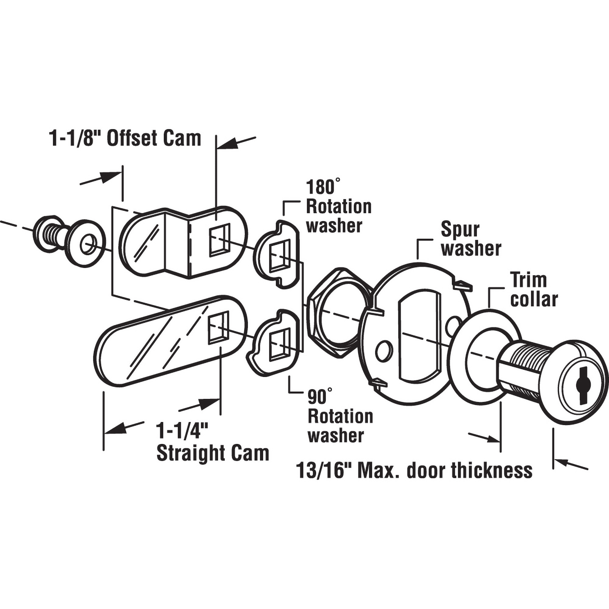 Mailbox Lock, 1-1/8 in., Diecast Construction, Nickel Plated Finish, Keyed Alike (Single Pack)