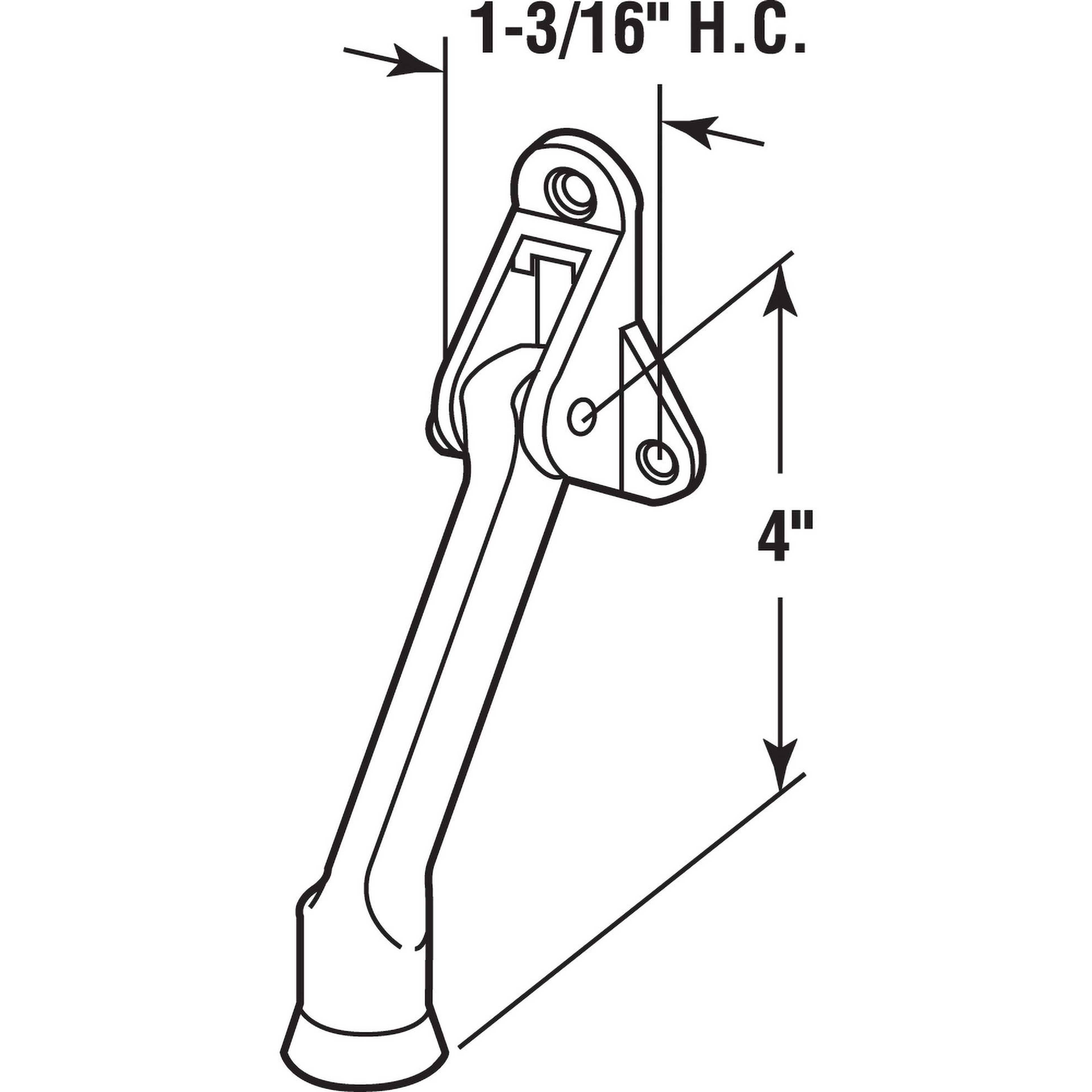 Door Holder, 4in, Zinc Diecast, Brass-Plated Finish, Drop Down Type (Single Pack)