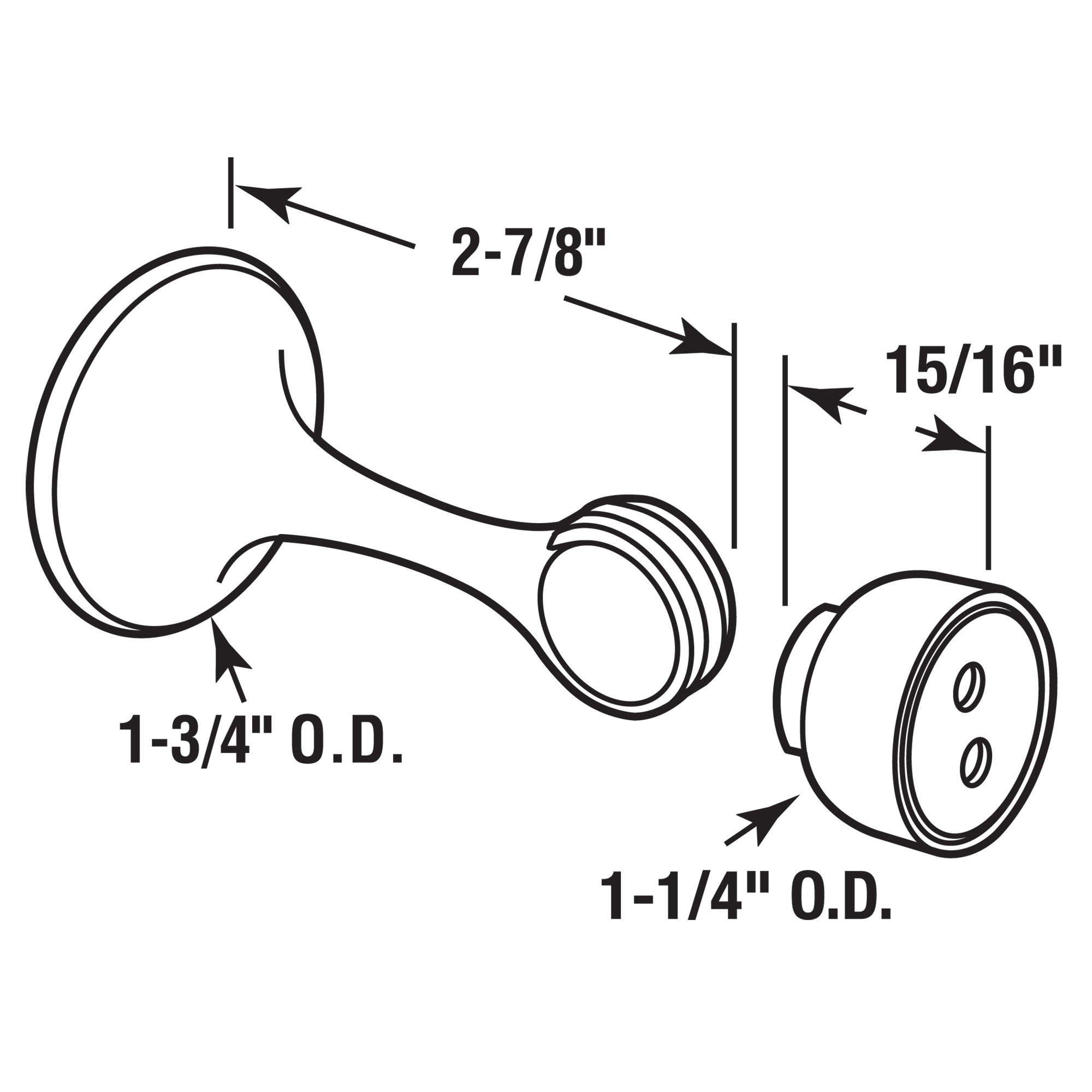 Magnetic Door Holder, 2-7/8 in., Diecast, Satin Nickel Finish