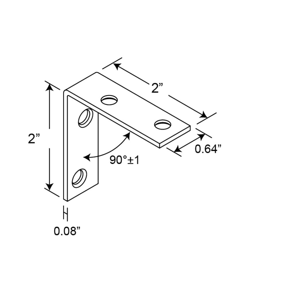 Corner Bracket, 2 in., Steel Construction, Galvanized Finish, L-Angle (4 Pack)