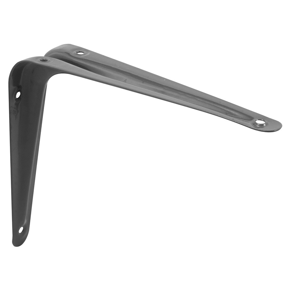 Shelf Brackets, 5 in. x 6 in., Stamped Steel, Gray Enamel Finish (2 Pack)