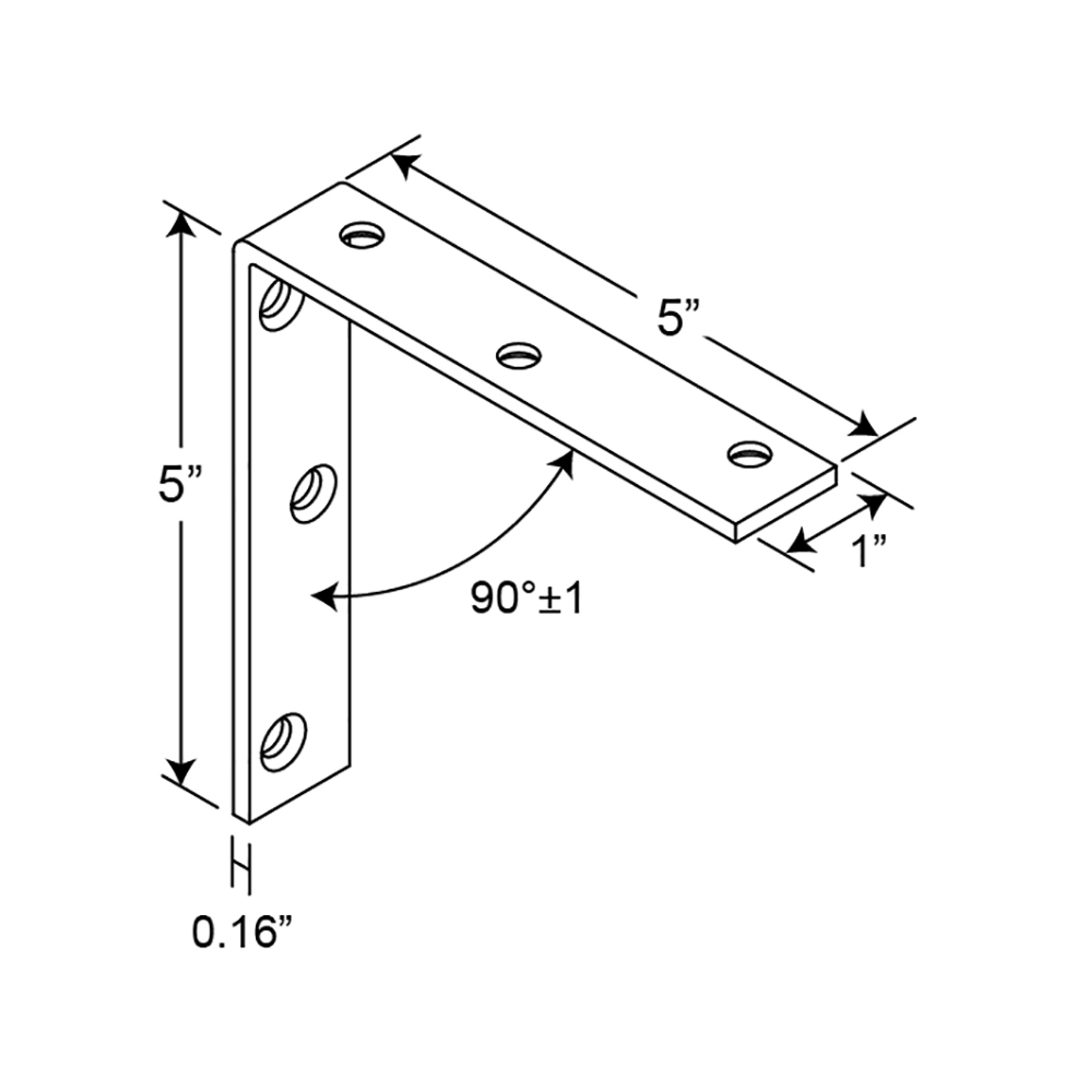 Corner Bracket, 5 in., Steel Construction, Zinc-Plated, L-Angle (2 Pack)