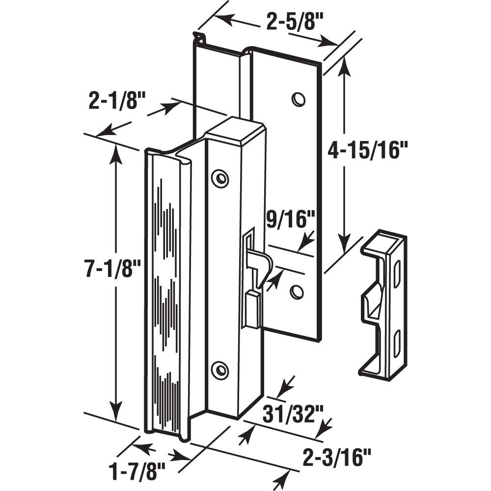 High Profile Sliding Door Handle Set, Aluminum, Black (1 Set)
