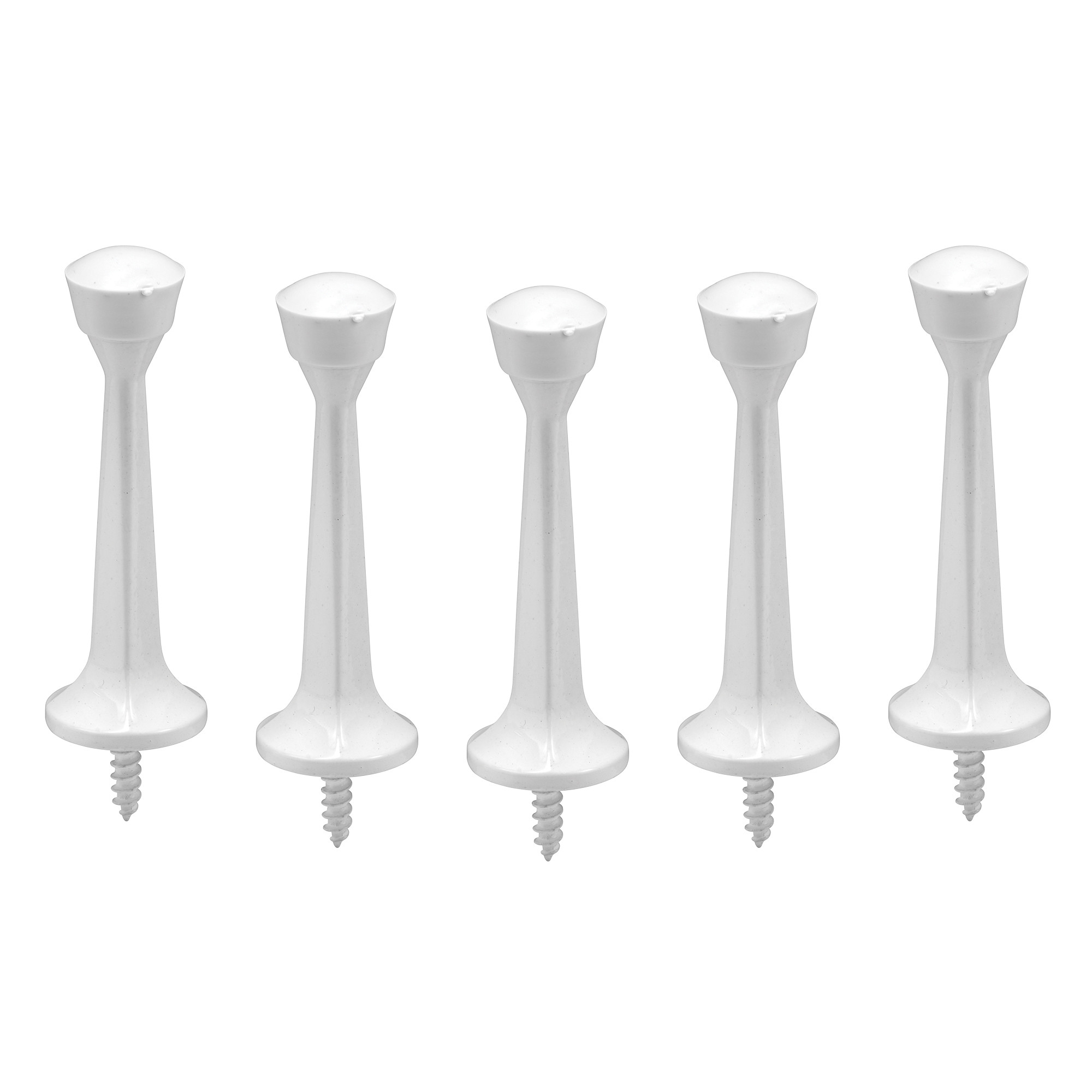 Rigid Door Stop, 2-7/8 in. Reach, Diecast Construction, White Painted Finish, Baseboard Mount (5 Pack)