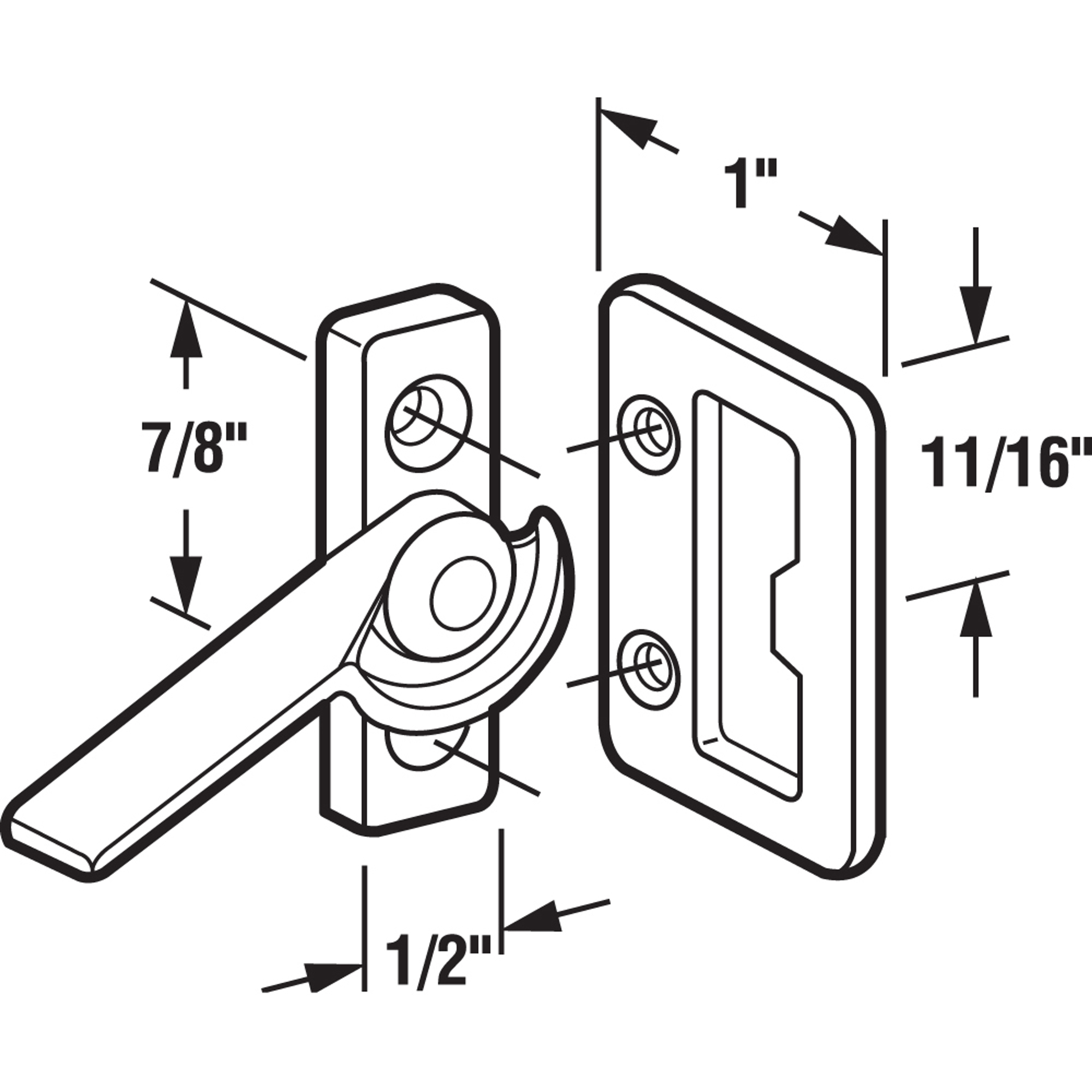 Sliding Window Cam Latch, Right Hand, Zinc (2 Pack)